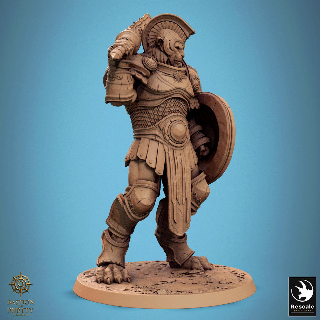 Leonin Warrior Miniature | Tabletop RPG Miniature | Rescale Miniature | Roleplaying 3D Printed Fantasy Mini - 3DPrintDen