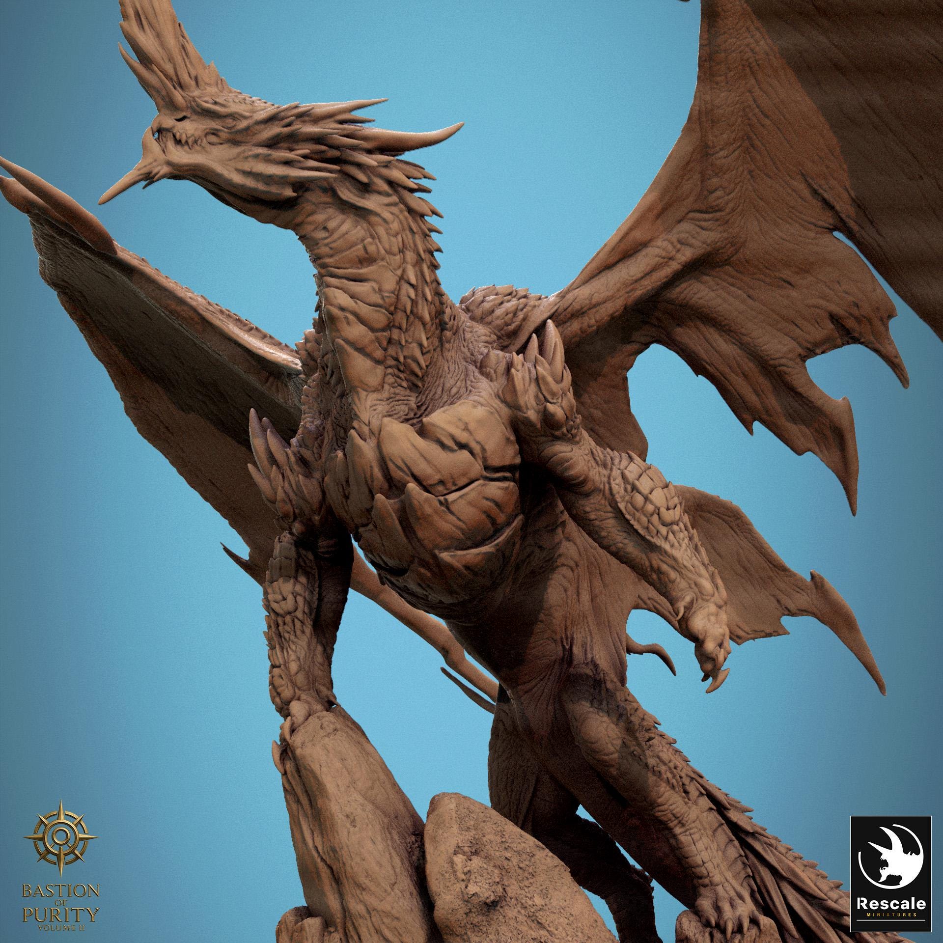 Chromatic Blue Dragon Miniature | Tabletop RPG Miniature | Rescale Miniature | Roleplaying 3D Printed Fantasy Mini - 3DPrintDen