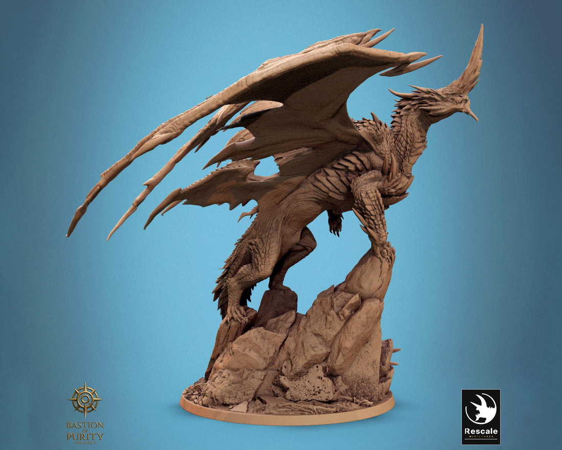 Chromatic Blue Dragon Miniature | Tabletop RPG Miniature | Rescale Miniature | Roleplaying 3D Printed Fantasy Mini - 3DPrintDen