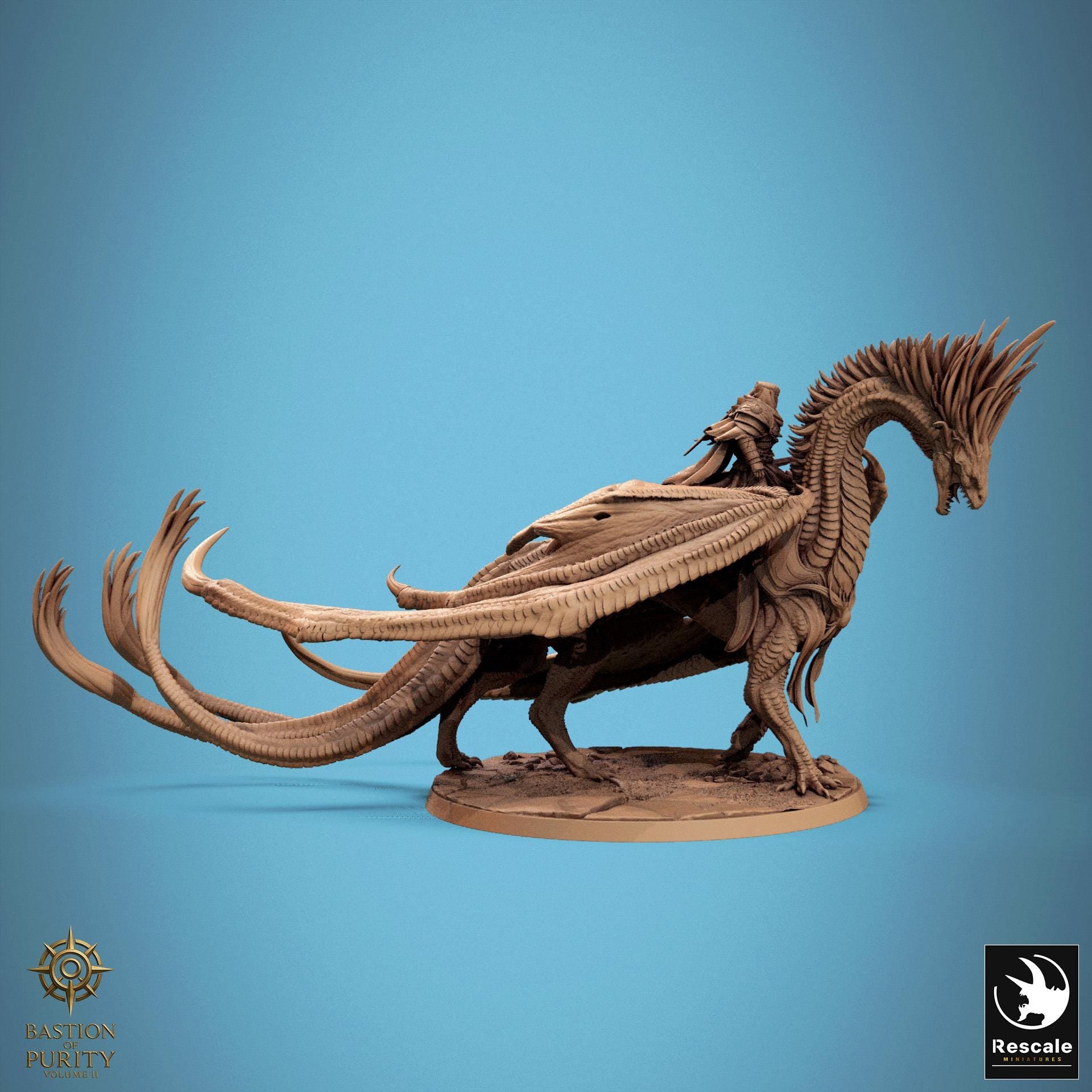 Dragon Guard Rider Miniature | Tabletop RPG Miniature | Rescale Miniature | Roleplaying 3D Printed Fantasy Mini - 3DPrintDen