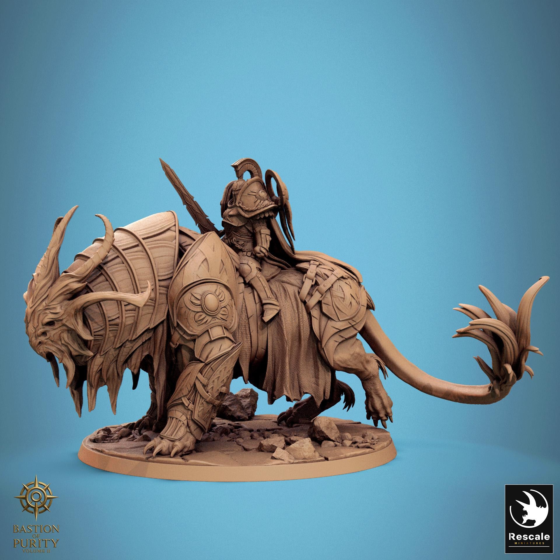 Radiant Warbeast Rider Miniature | Tabletop RPG Miniature | Rescale Miniature | Roleplaying 3D Printed Fantasy Mini - 3DPrintDen