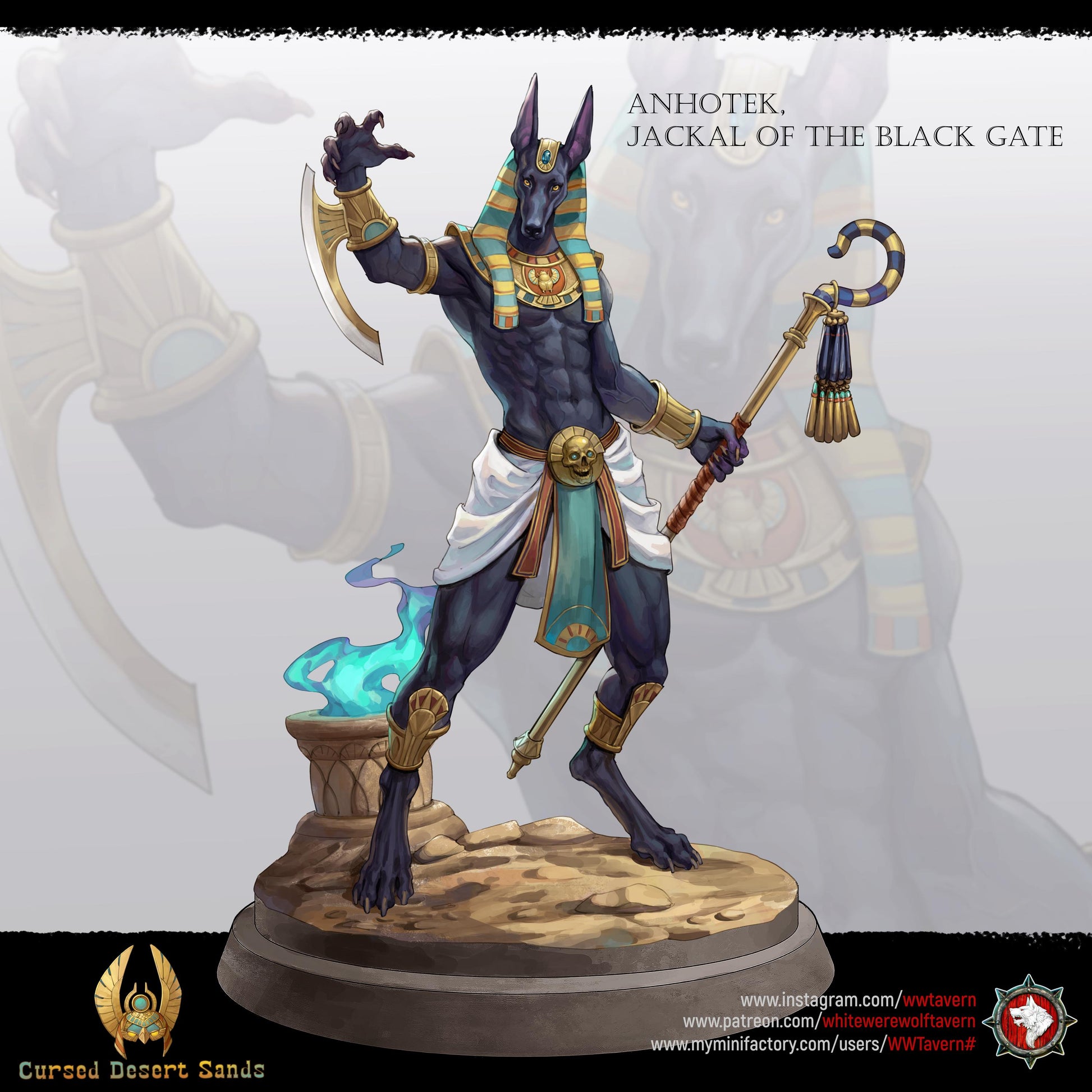 Gate Guardian Miniature, Anhotek | Tabletop RPG Miniature | White Werewolf Tavern | Roleplaying 3D Printed Fantasy Mini - 3DPrintDen