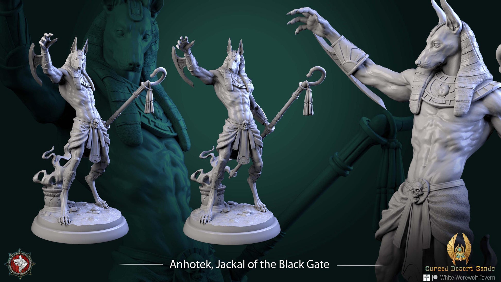 Gate Guardian Miniature, Anhotek | Tabletop RPG Miniature | White Werewolf Tavern | Roleplaying 3D Printed Fantasy Mini - 3DPrintDen
