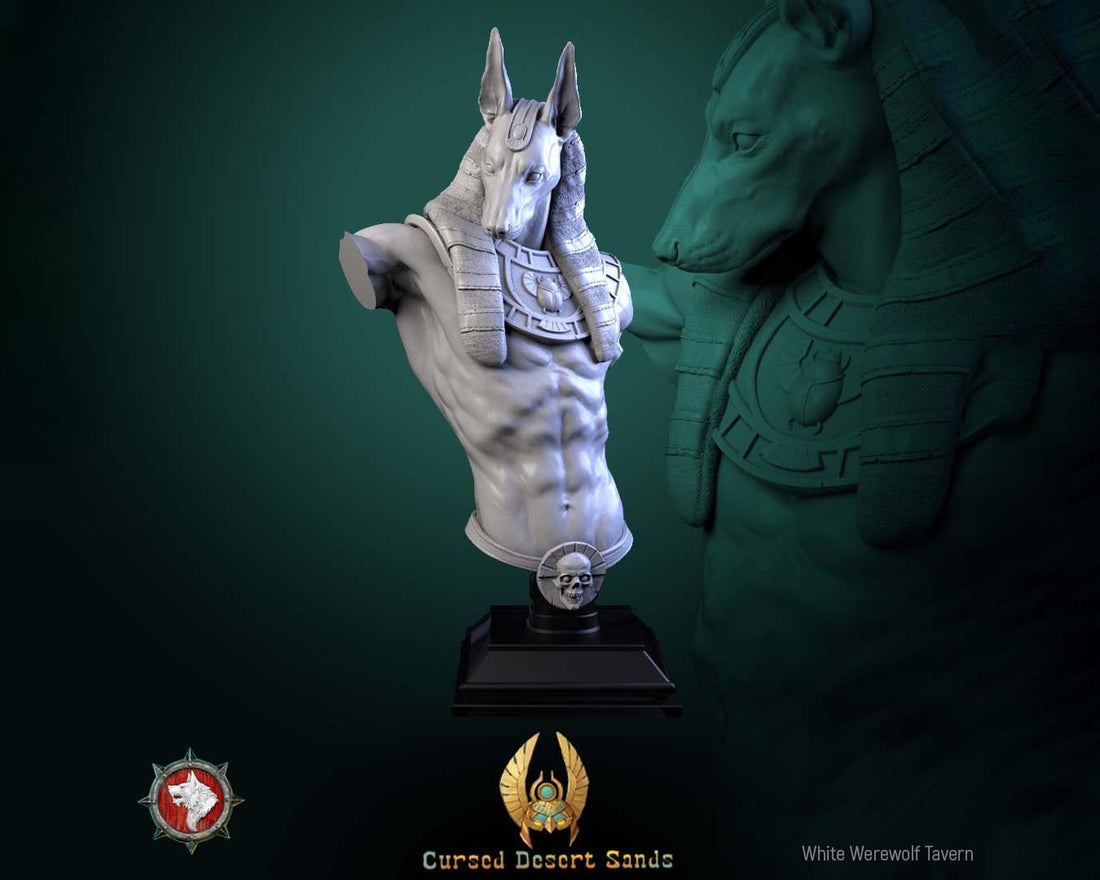 Anubis Bust | Tabletop RPG Miniature | White Werewolf Tavern | Roleplaying 3D Printed Fantasy Mini - 3DPrintDen