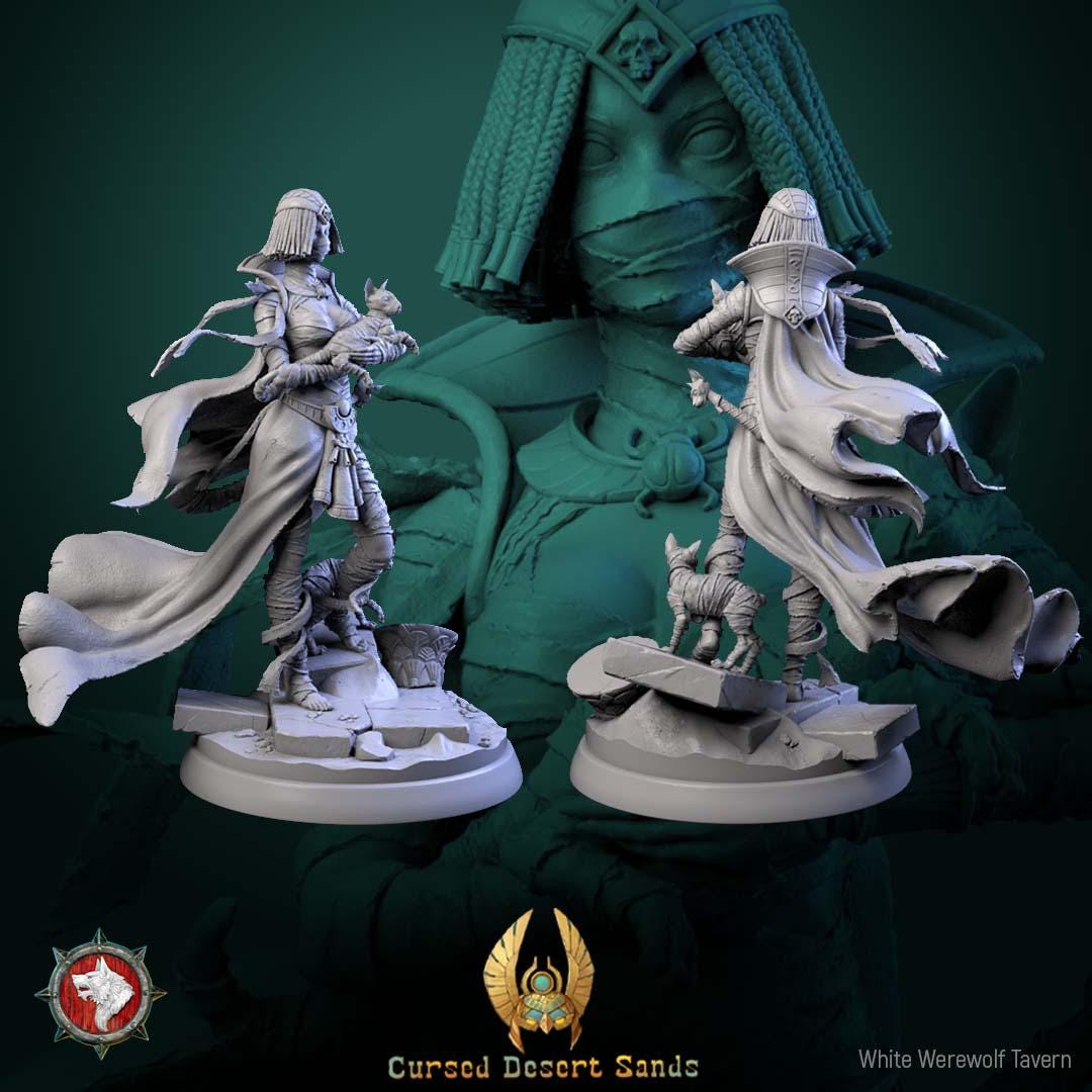 Female Mummy Miniature, Khephra | Tabletop RPG Miniature | White Werewolf Tavern | Roleplaying 3D Printed Fantasy Mini - 3DPrintDen