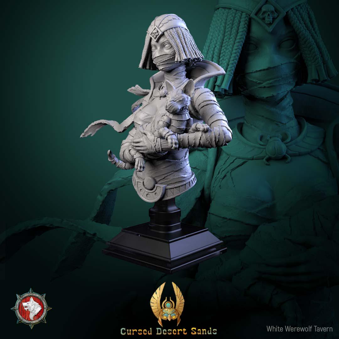 Female Mummy Bust | Tabletop RPG Miniature | White Werewolf Tavern | Roleplaying 3D Printed Fantasy Mini - 3DPrintDen