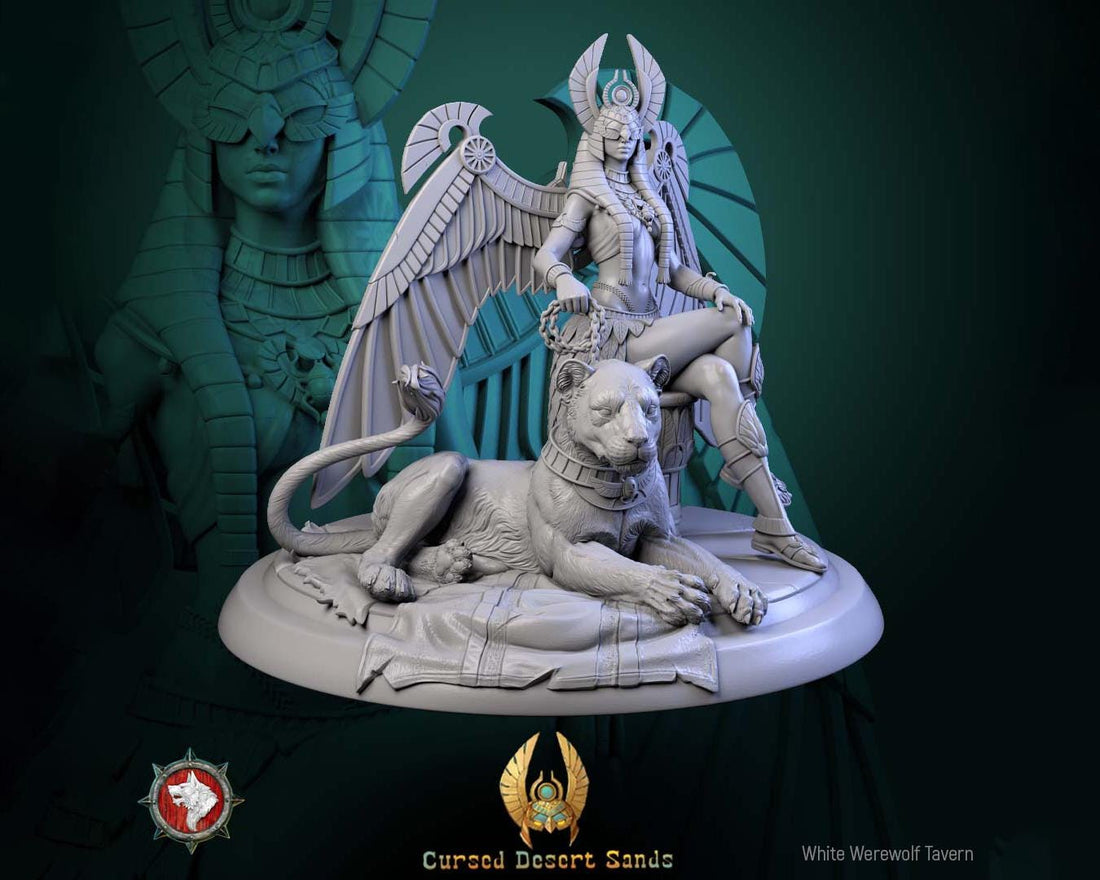 Female Pharaoh Miniature, Sekhara | Tabletop RPG Miniature | White Werewolf Tavern | Roleplaying 3D Printed Fantasy Mini - 3DPrintDen
