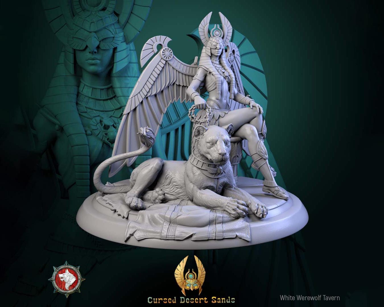 Female Pharaoh Miniature, Sekhara | Tabletop RPG Miniature | White Werewolf Tavern | Roleplaying 3D Printed Fantasy Mini - 3DPrintDen