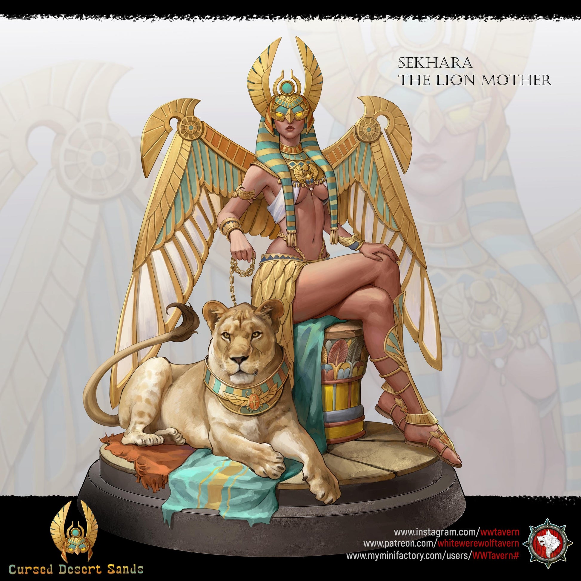 Female Pharaoh Miniature, Sekhara | Tabletop RPG Miniature | White Werewolf Tavern | Roleplaying 3D Printed Fantasy Mini - 3DPrintDen