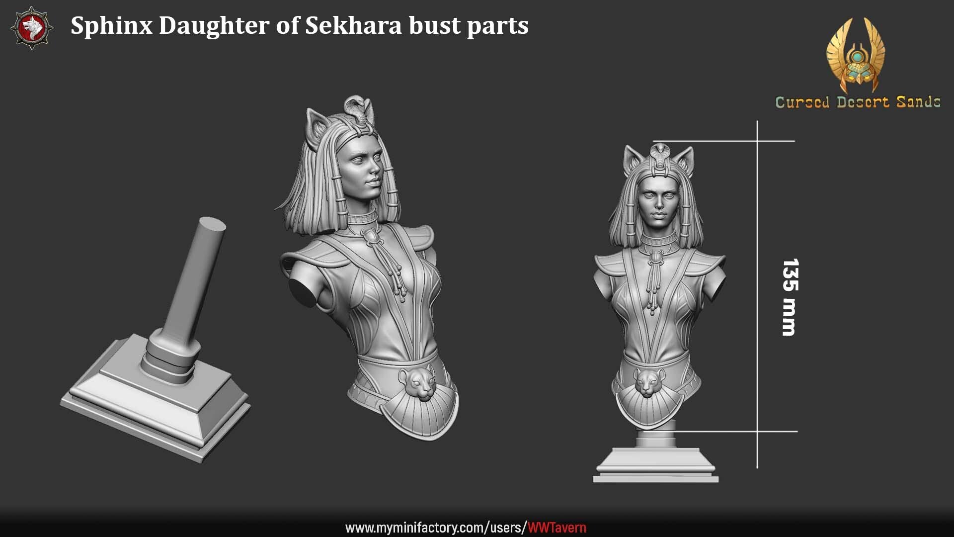 Sphinx Daughter Bust | Tabletop RPG Miniature | White Werewolf Tavern | Roleplaying 3D Printed Fantasy Mini - 3DPrintDen
