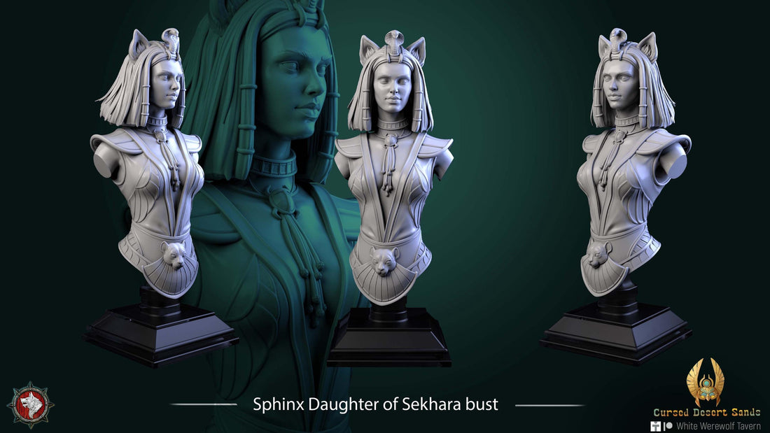Sphinx Daughter Bust | Tabletop RPG Miniature | White Werewolf Tavern | Roleplaying 3D Printed Fantasy Mini - 3DPrintDen