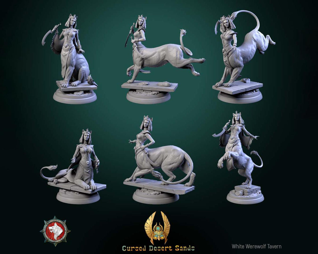 Sphinx Daughter Miniature | Tabletop RPG Miniature | White Werewolf Tavern | Roleplaying 3D Printed Fantasy Mini - 3DPrintDen