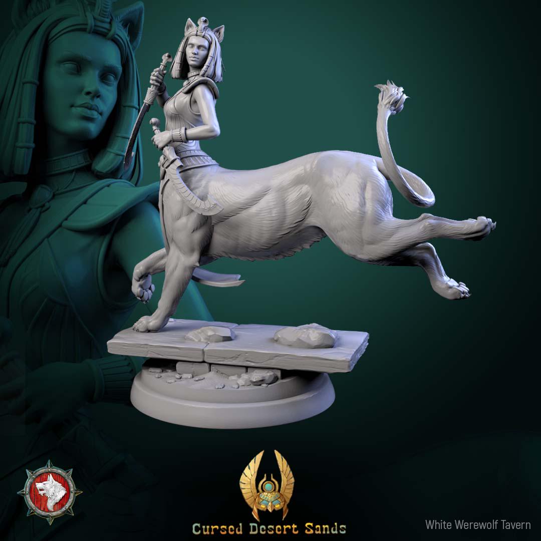 Sphinx Daughter Miniature | Tabletop RPG Miniature | White Werewolf Tavern | Roleplaying 3D Printed Fantasy Mini - 3DPrintDen