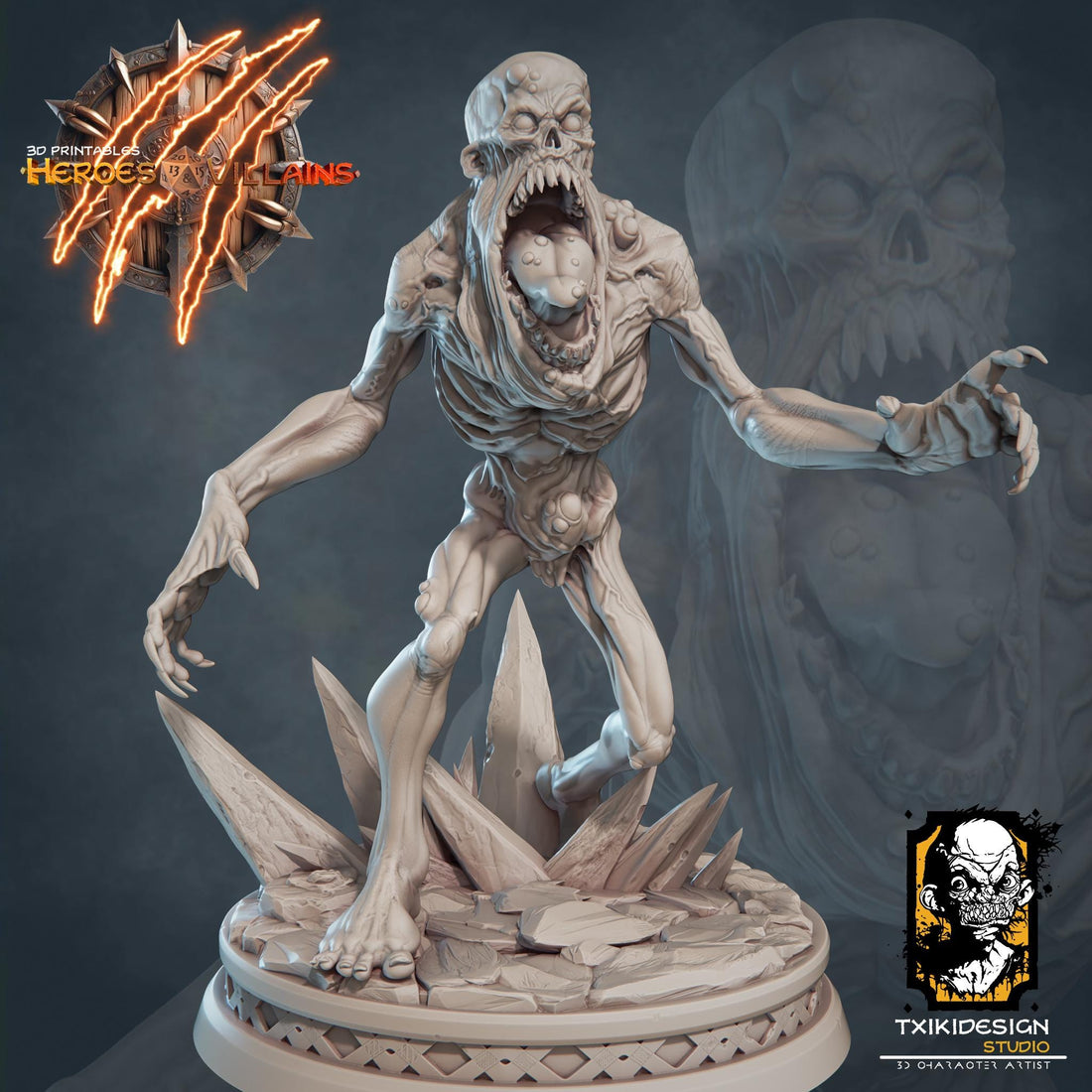 Zombie Miniature | Tabletop RPG Miniature | Javier Txiki Tejedor | Roleplaying 3D Printed Fantasy Mini - 3DPrintDen