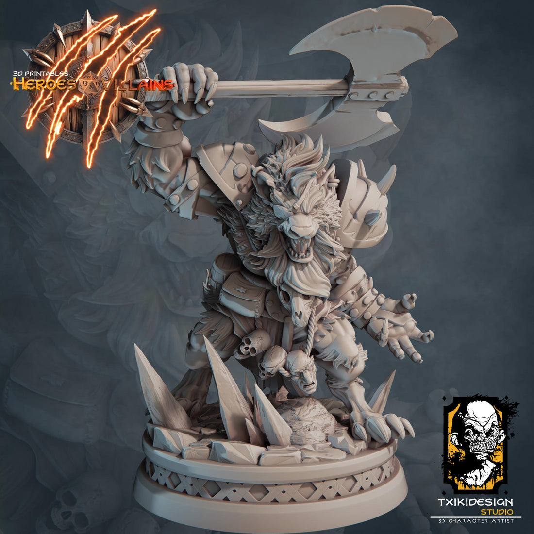Werewolf Warrior Miniature | Tabletop RPG Miniature | Javier Txiki Tejedor | Roleplaying 3D Printed Fantasy Mini - 3DPrintDen