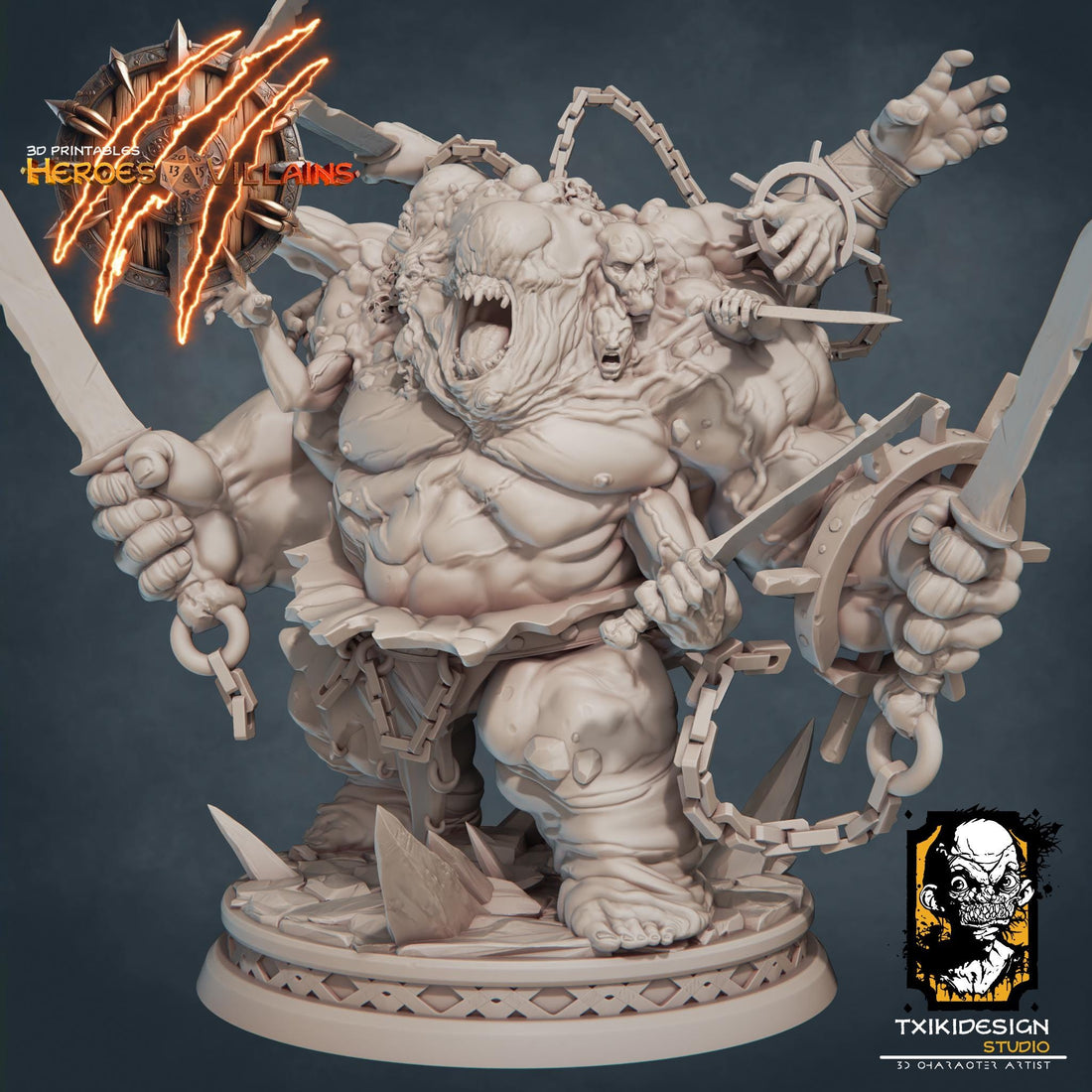 Abomination Demon Miniature | Tabletop RPG Miniature | Javier Txiki Tejedor | Roleplaying 3D Printed Fantasy Mini - 3DPrintDen