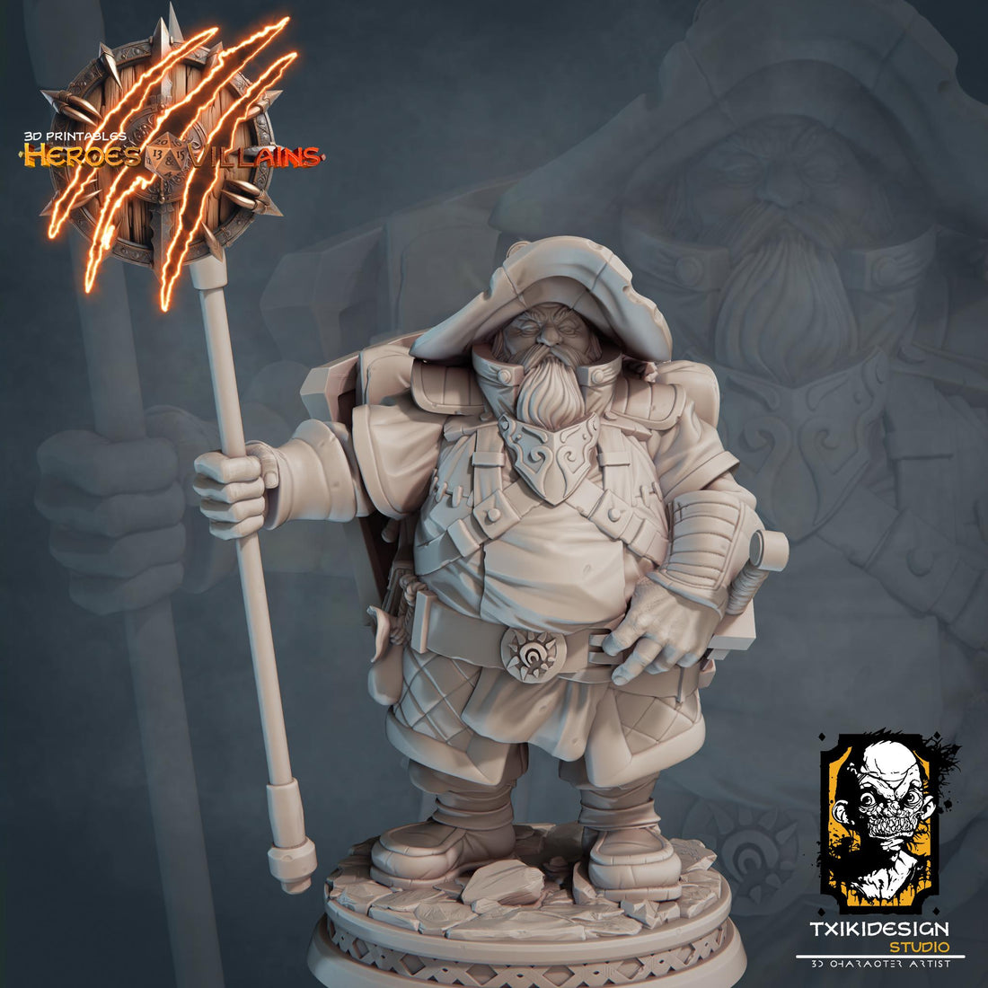 Traveling Merchant Miniature | Tabletop RPG Miniature | Javier Txiki Tejedor | Roleplaying 3D Printed Fantasy Mini - 3DPrintDen