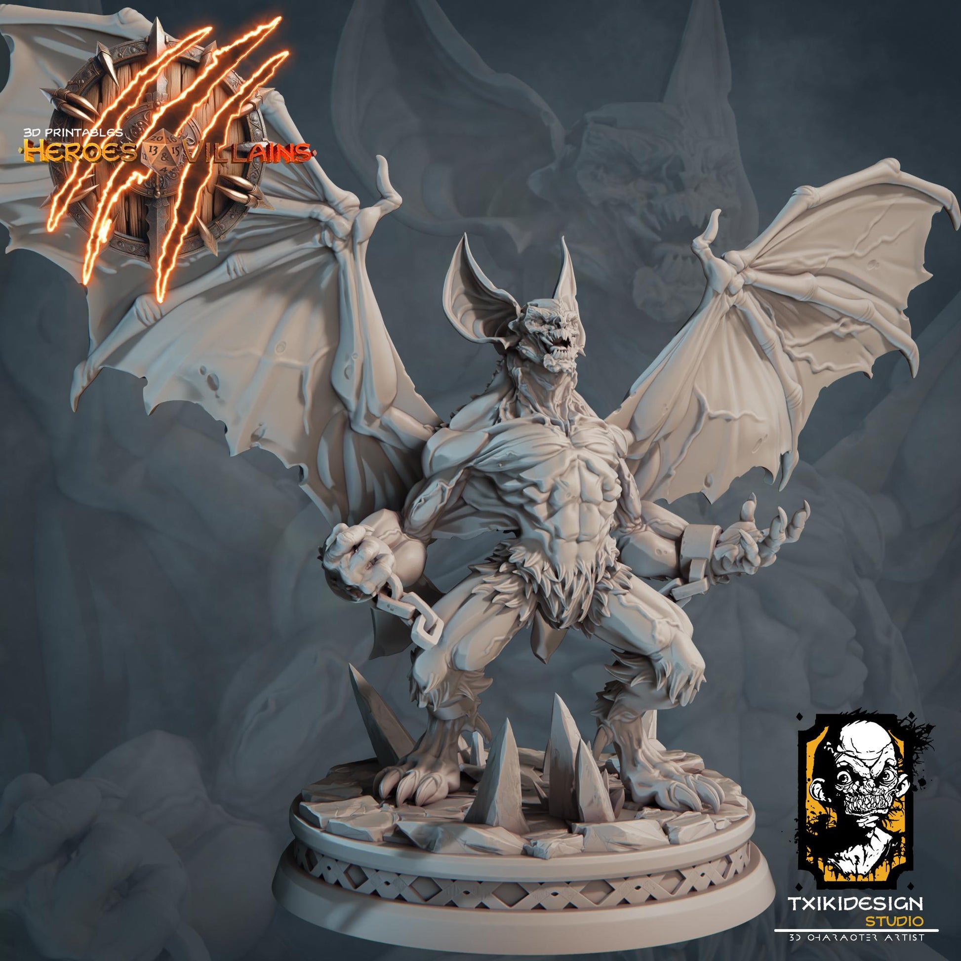 Vampire Demon Miniature | Tabletop RPG Miniature | Javier Txiki Tejedor | Roleplaying 3D Printed Fantasy Mini - 3DPrintDen