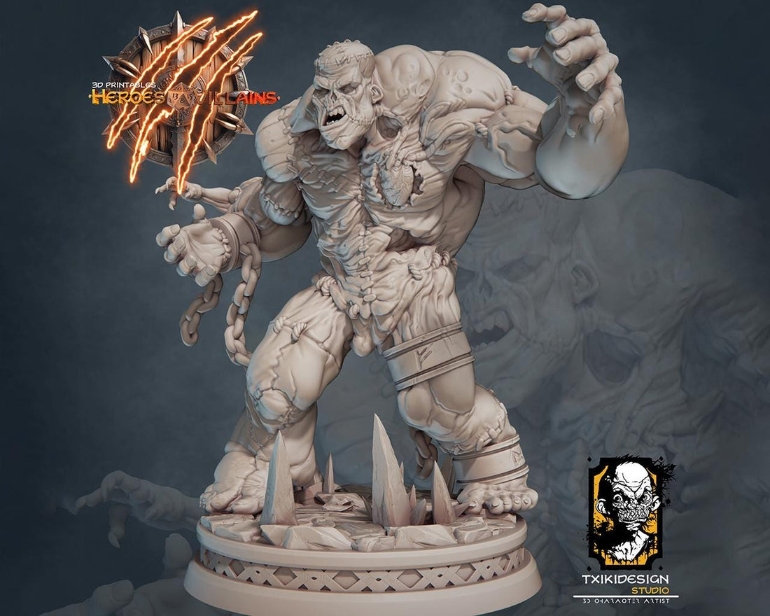 Flesh Golem Miniature | Tabletop RPG Miniature | Javier Txiki Tejedor | Roleplaying 3D Printed Fantasy Mini - 3DPrintDen