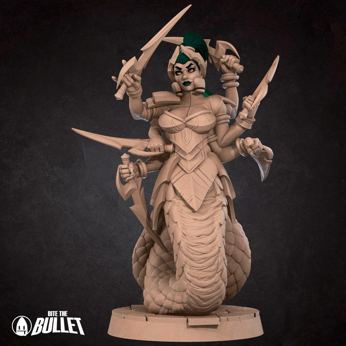 Female Marilith Miniature, Meredith | Tabletop RPG Miniature | Bite the Bullet | Roleplaying 3D Printed Fantasy Mini - 3DPrintDen