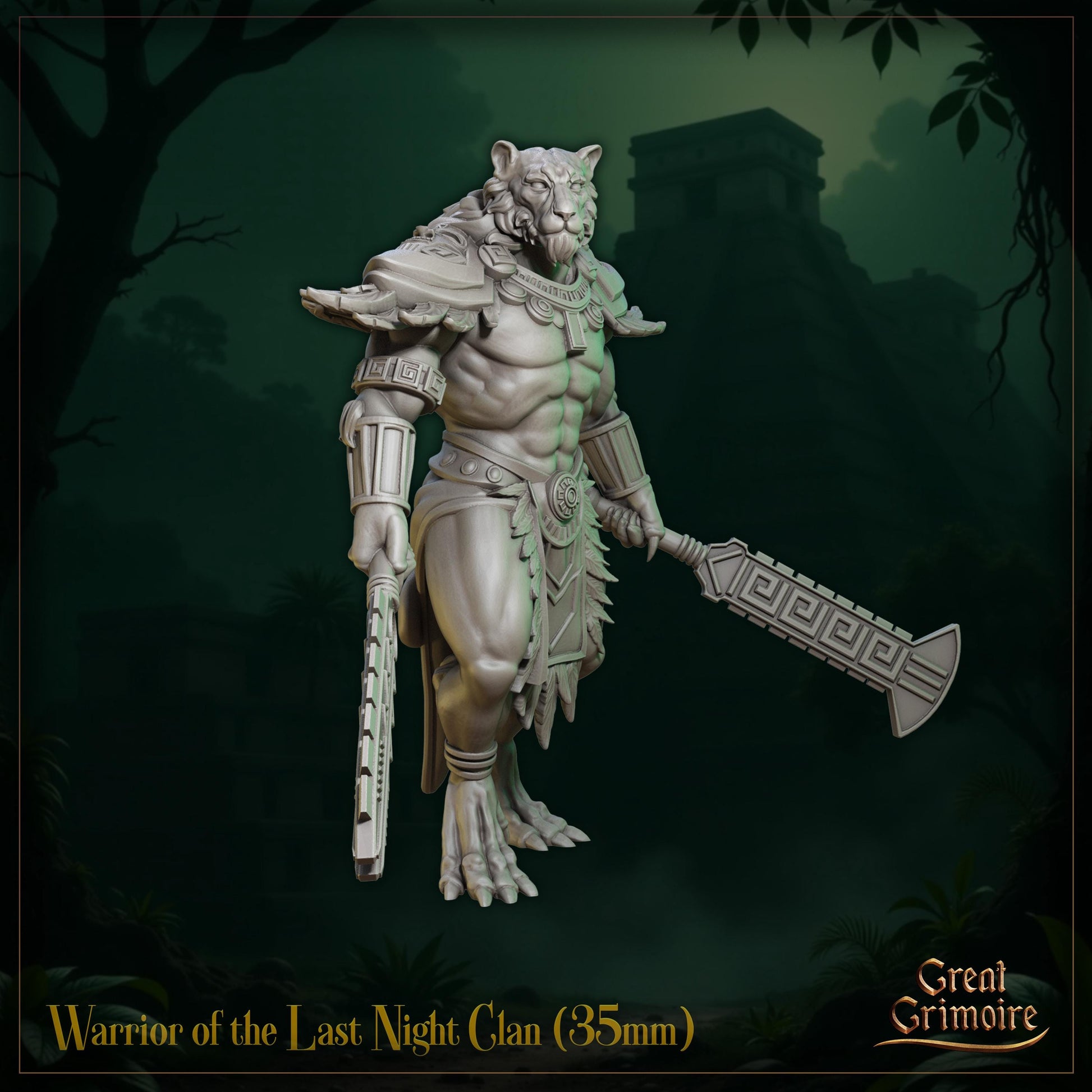Warrior of the Last Night Clan Miniature | Tabletop RPG Miniature | Great Grimoire | Roleplaying 3D Printed Fantasy Mini - 3DPrintDen