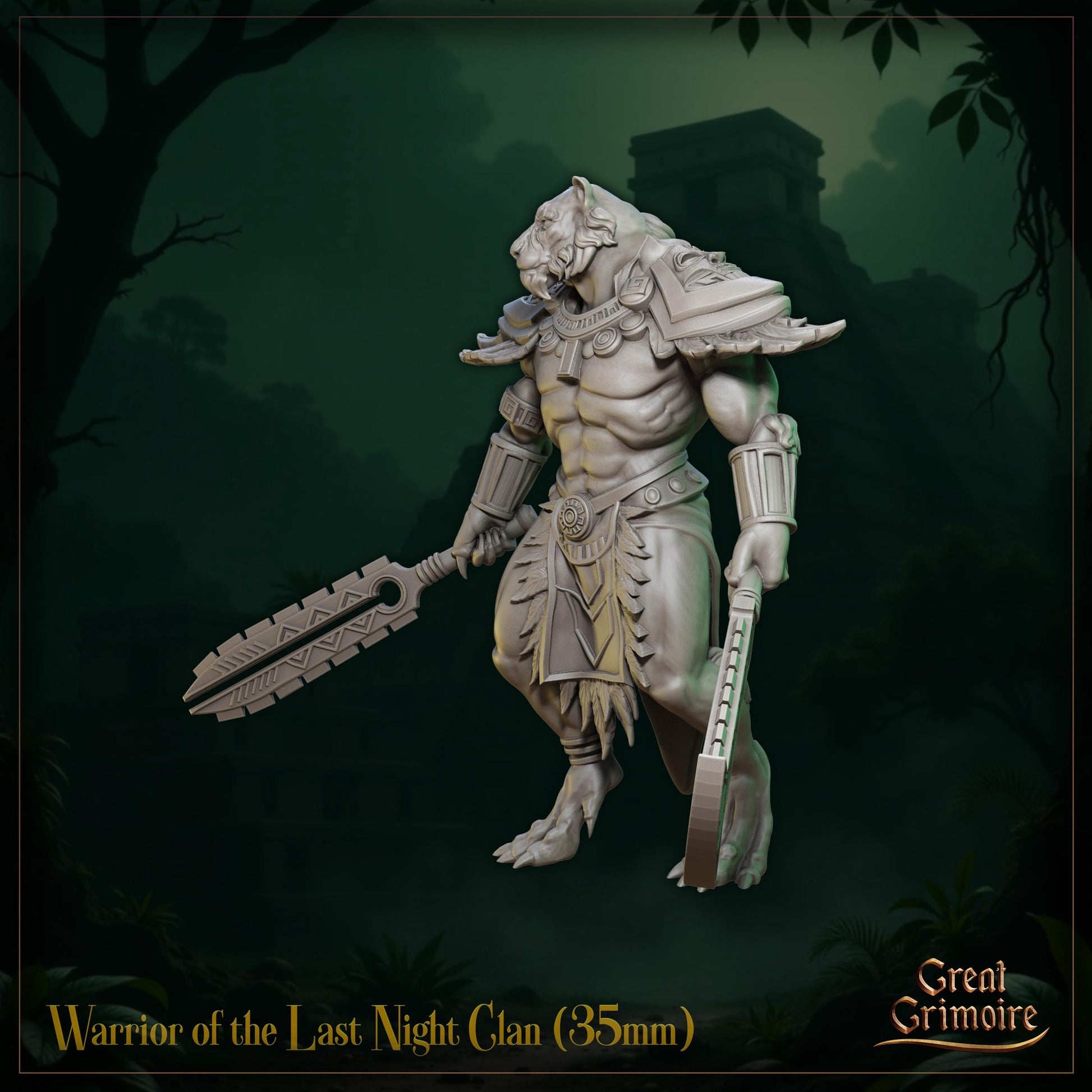 Warrior of the Last Night Clan Miniature | Tabletop RPG Miniature | Great Grimoire | Roleplaying 3D Printed Fantasy Mini - 3DPrintDen