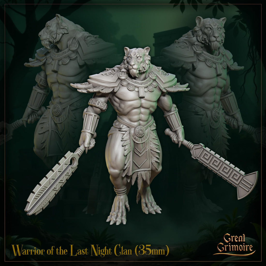 Warrior of the Last Night Clan Miniature | Tabletop RPG Miniature | Great Grimoire | Roleplaying 3D Printed Fantasy Mini - 3DPrintDen