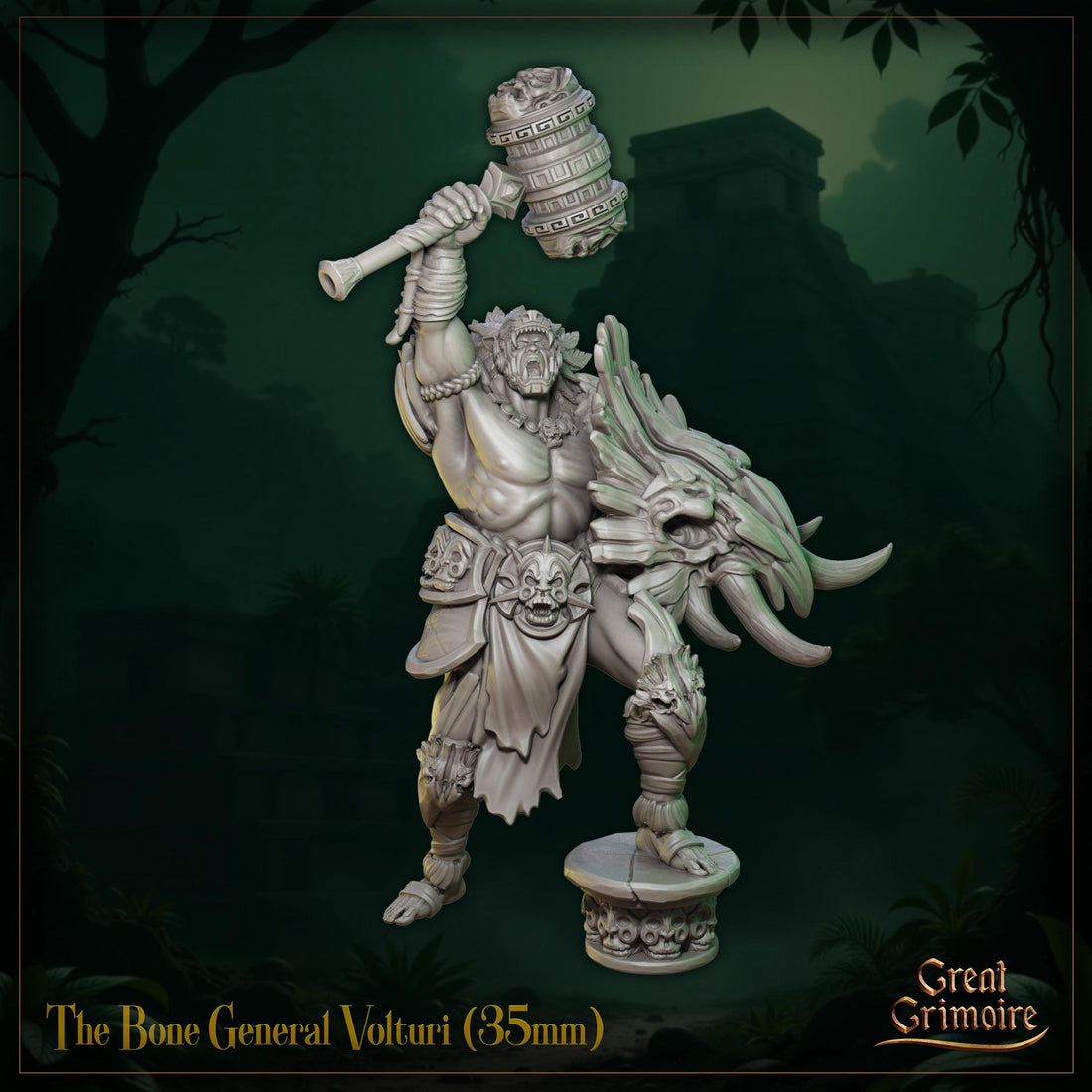 Bone General Miniature | Tabletop RPG Miniature | Great Grimoire | Roleplaying 3D Printed Fantasy Mini - 3DPrintDen