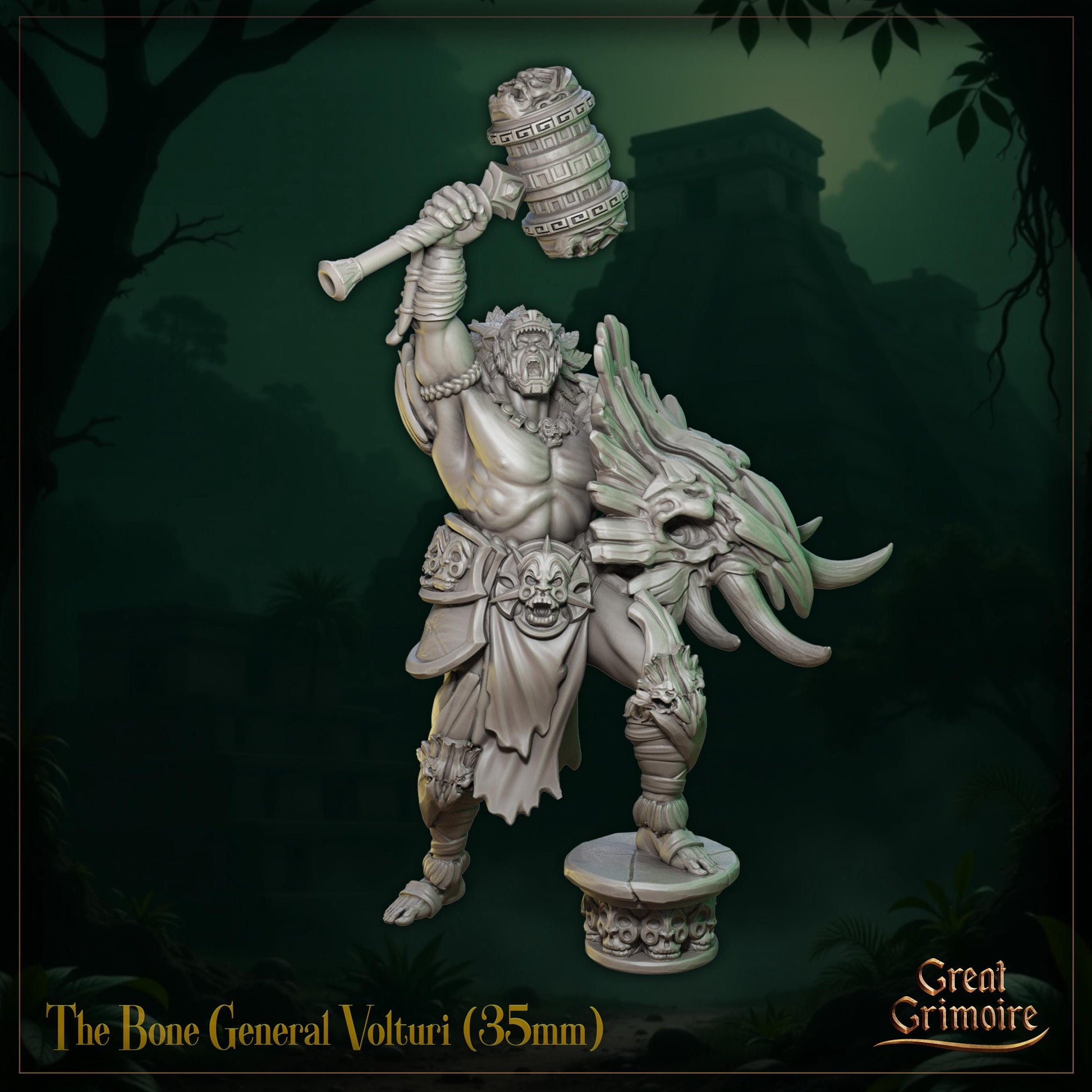 Bone General Miniature | Tabletop RPG Miniature | Great Grimoire | Roleplaying 3D Printed Fantasy Mini - 3DPrintDen