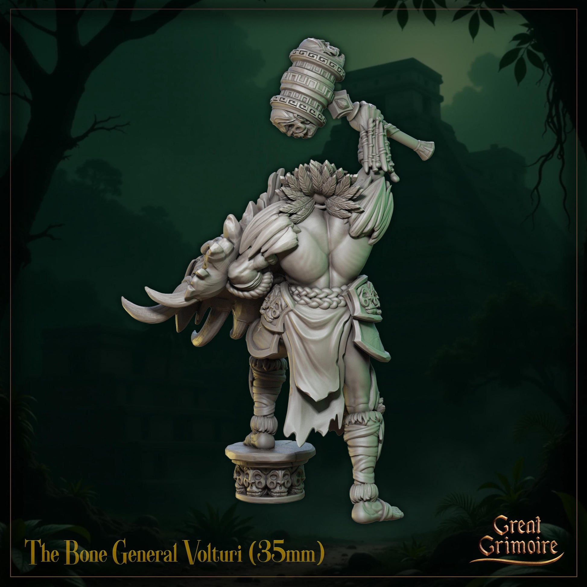 Bone General Miniature | Tabletop RPG Miniature | Great Grimoire | Roleplaying 3D Printed Fantasy Mini - 3DPrintDen