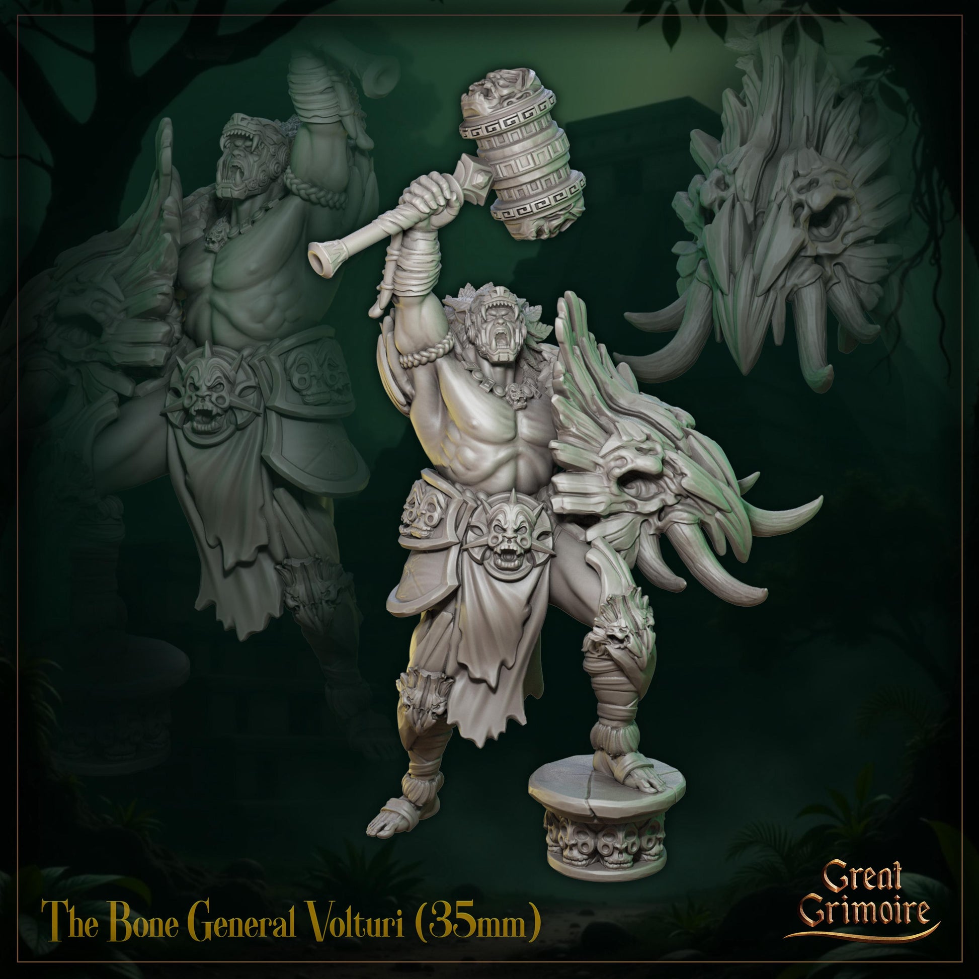 Bone General Miniature | Tabletop RPG Miniature | Great Grimoire | Roleplaying 3D Printed Fantasy Mini - 3DPrintDen