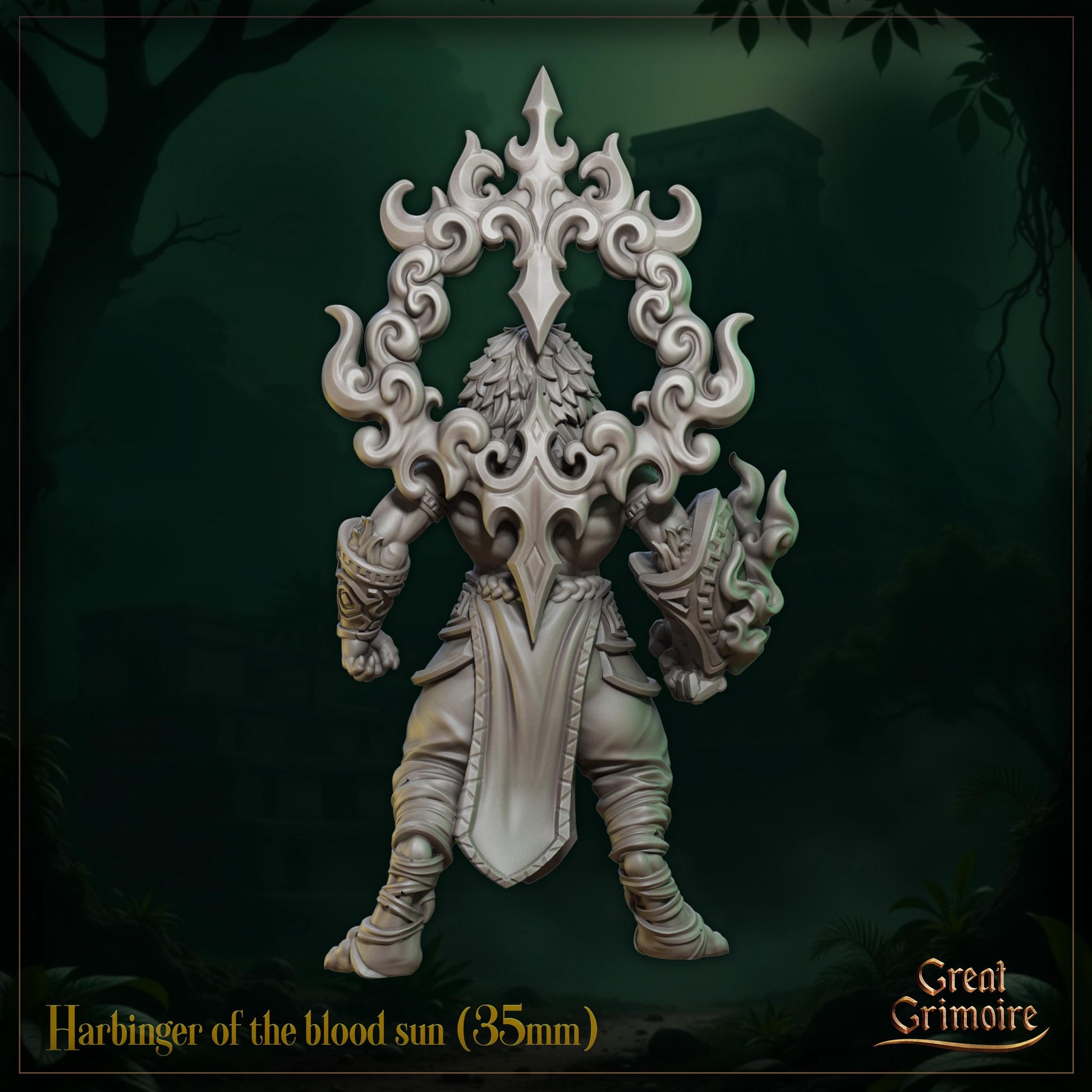 Harbinger Miniature | Tabletop RPG Miniature | Great Grimoire | Roleplaying 3D Printed Fantasy Mini - 3DPrintDen