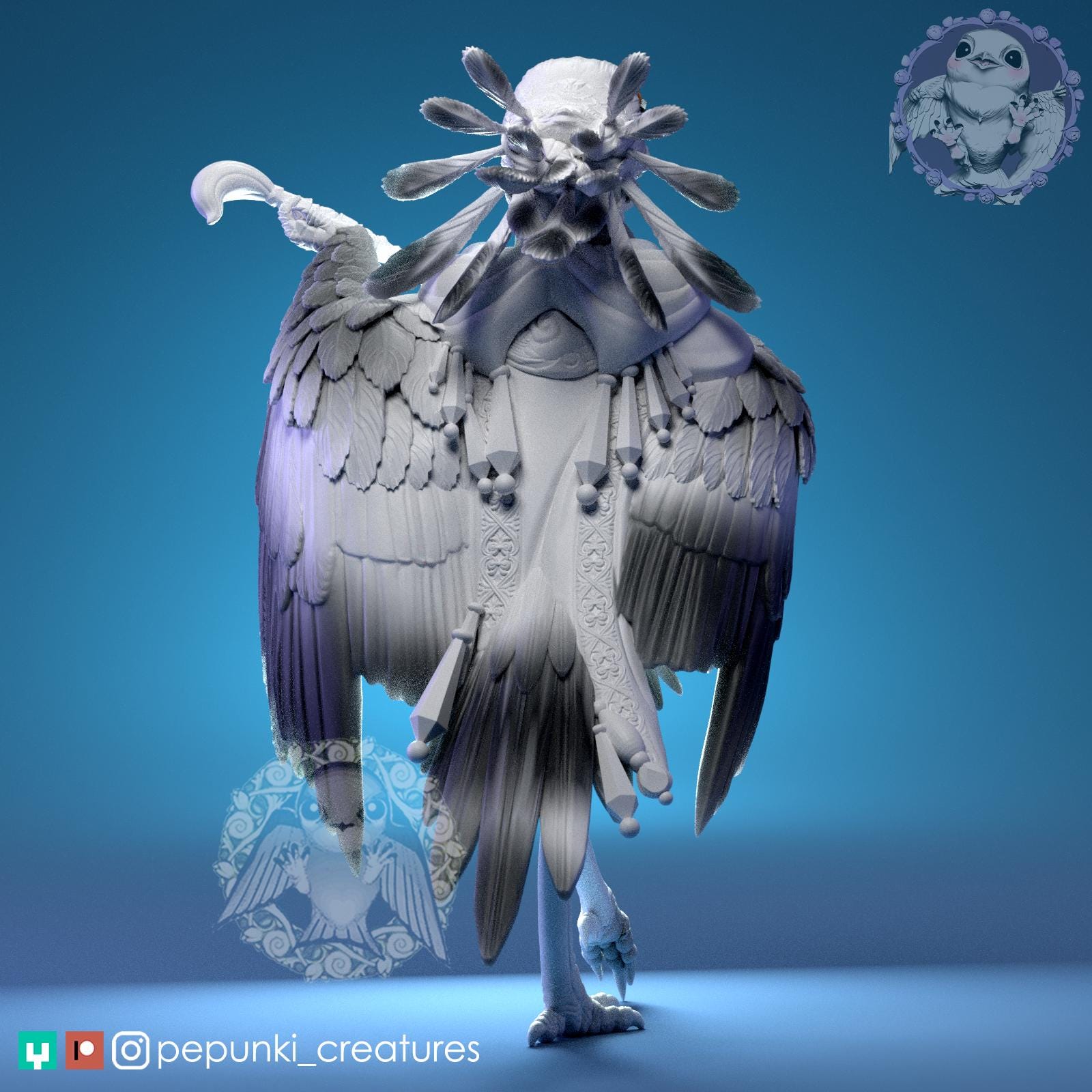 Secretary Bird Miniature | Tabletop RPG Miniature | Pepunki Creatures | Roleplaying 3D Printed Fantasy Mini - 3DPrintDen
