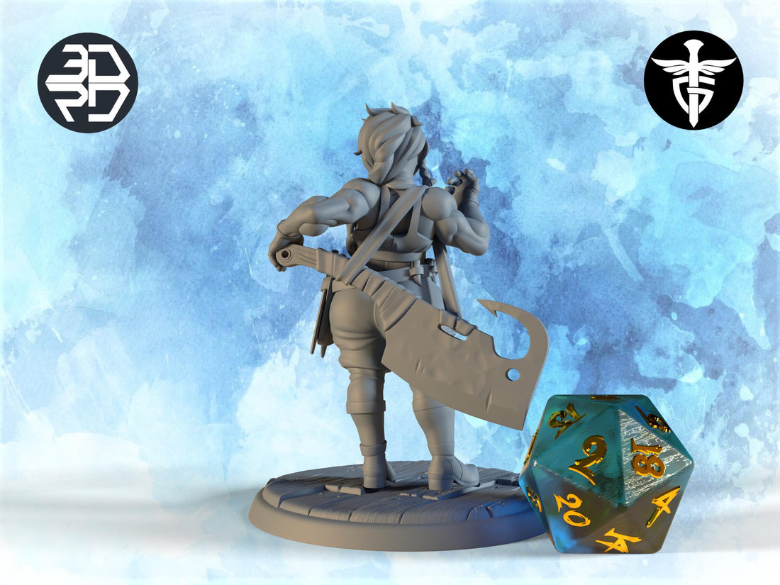 Female Butcher Miniature, Mrs. Sprat | Twin Goddess Miniatures | Tabletop RPG Miniature | Roleplaying 3D Printed Fantasy Mini - 3DPrintDen