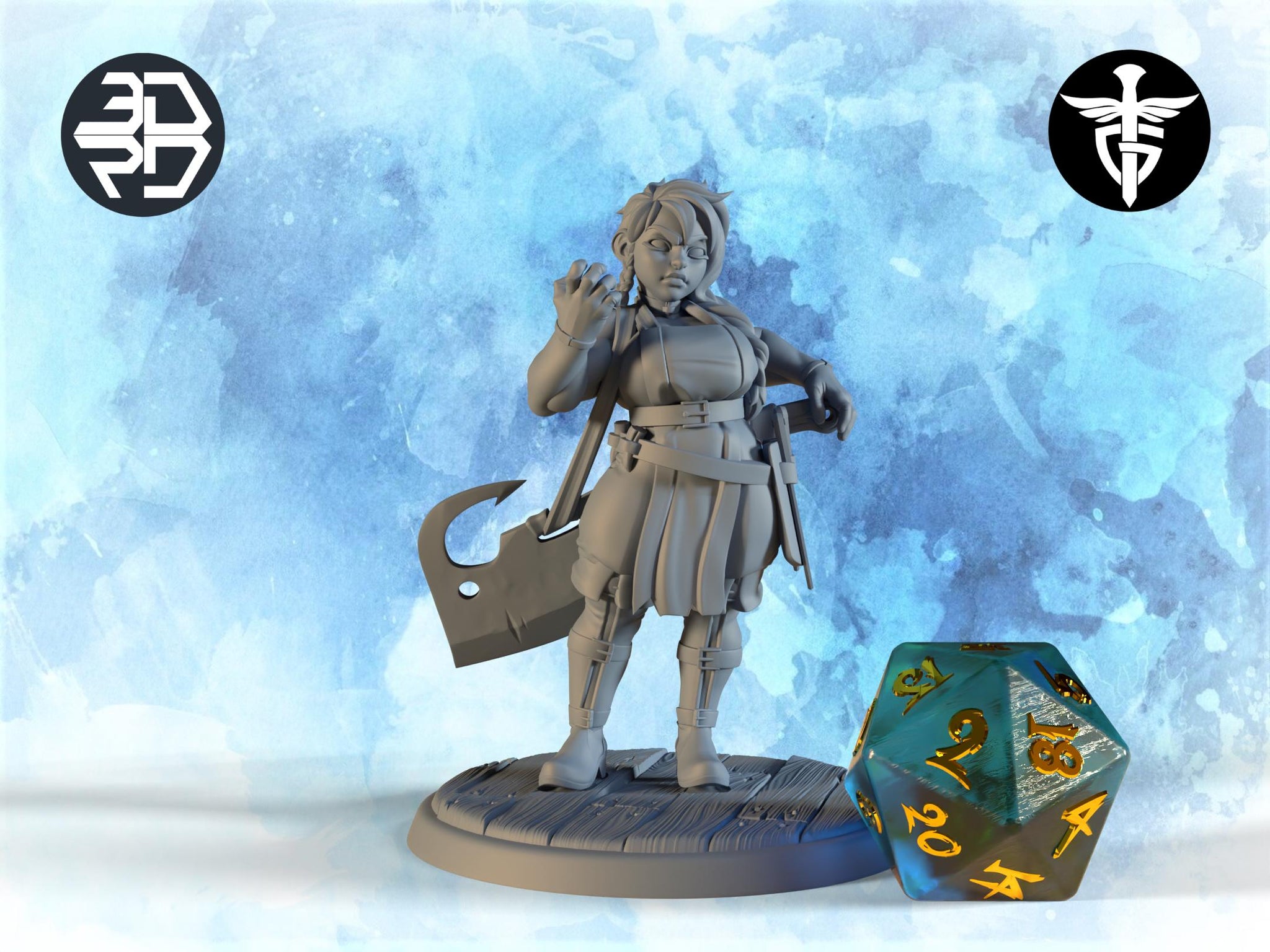 Female Butcher Miniature, Mrs. Sprat | Twin Goddess Miniatures | Tabletop RPG Miniature | Roleplaying 3D Printed Fantasy Mini - 3DPrintDen
