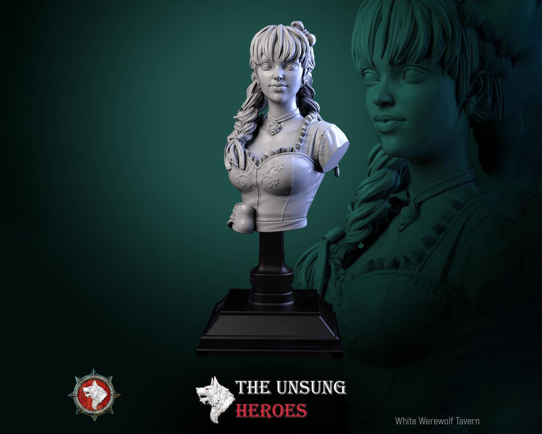 Maid Bust | Tabletop RPG Miniature | White Werewolf Tavern | Roleplaying 3D Printed Fantasy Mini - 3DPrintDen