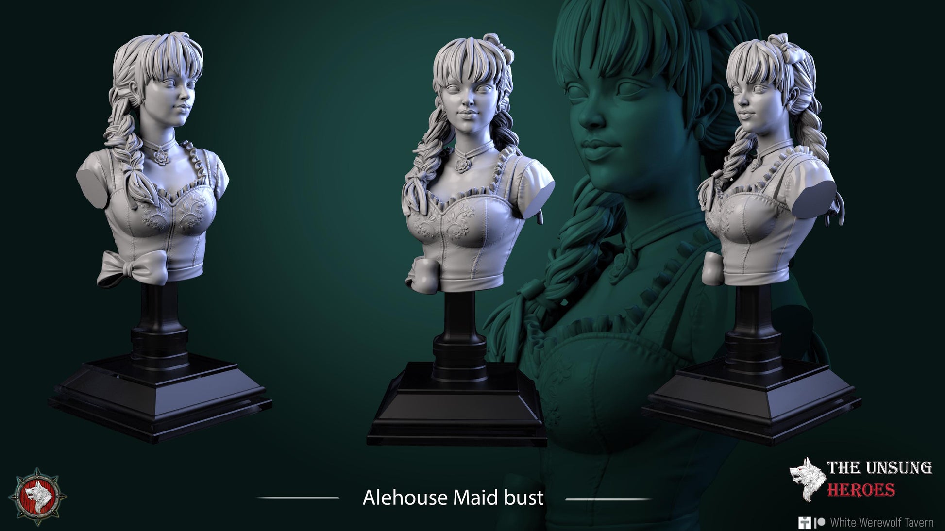 Maid Bust | Tabletop RPG Miniature | White Werewolf Tavern | Roleplaying 3D Printed Fantasy Mini - 3DPrintDen