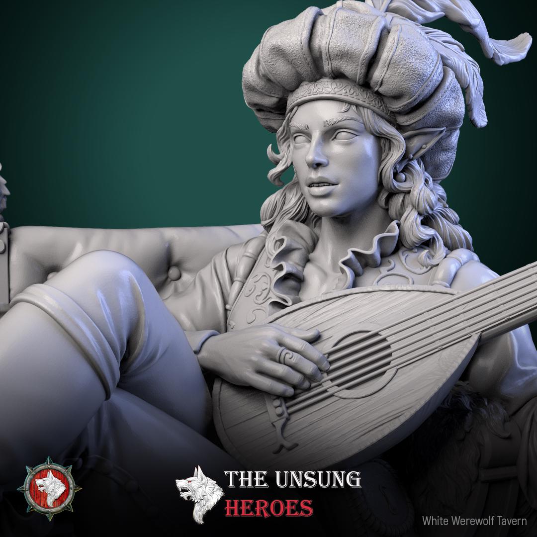 Bard Miniature, Fiddlefoot | Tabletop RPG Miniature | White Werewolf Tavern | Roleplaying 3D Printed Fantasy Mini - 3DPrintDen