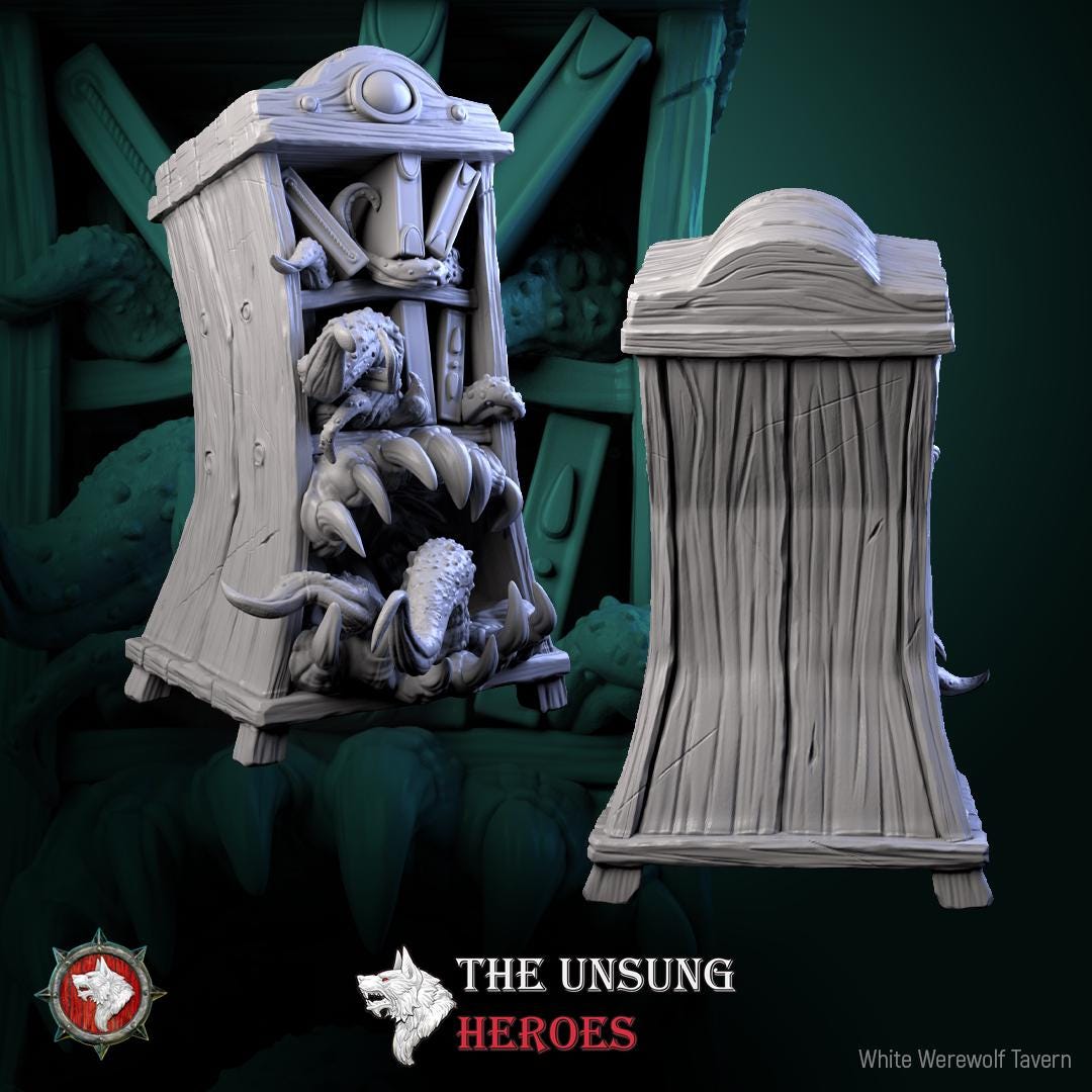 Mimics Miniature | Tabletop RPG Miniature | White Werewolf Tavern | Roleplaying 3D Printed Fantasy Mini - 3DPrintDen