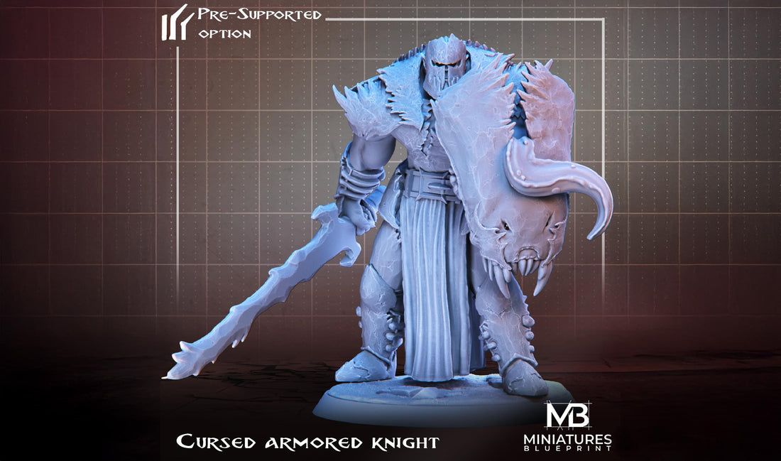 Cursed Armored Knight Miniature | Tabletop RPG Miniature | Miniatures Blueprint | Roleplaying 3D Printed Fantasy Mini - 3DPrintDen