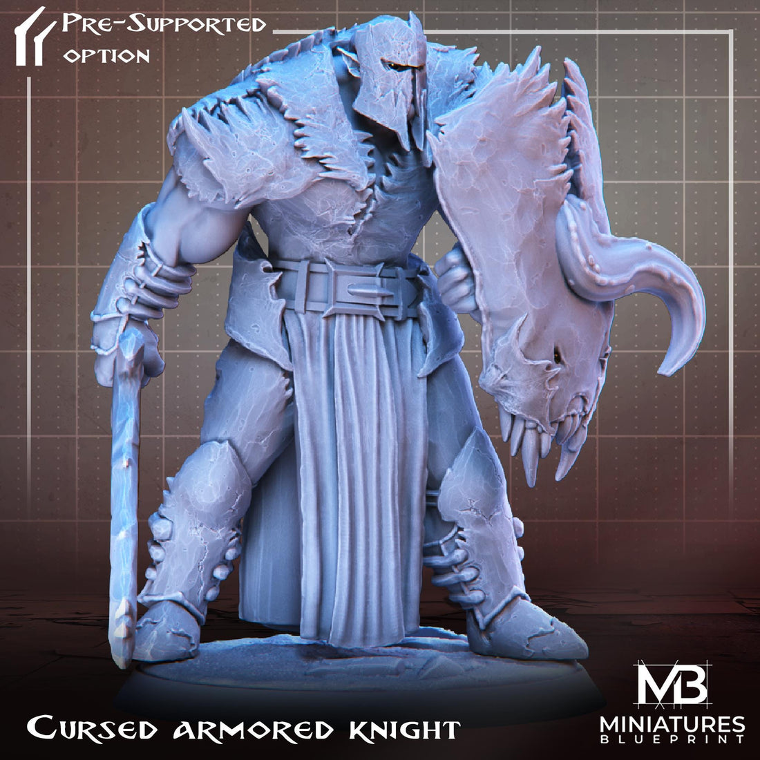 Cursed Armored Knight Miniature | Tabletop RPG Miniature | Miniatures Blueprint | Roleplaying 3D Printed Fantasy Mini - 3DPrintDen
