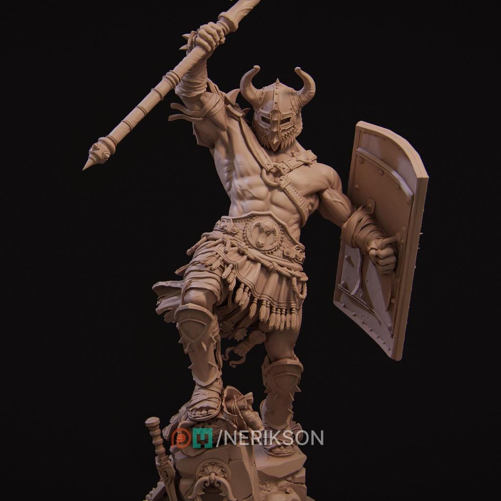 Gladiator Brute Miniature | Tabletop RPG Miniature | Nerikson | Roleplaying 3D Printed Fantasy Mini - 3DPrintDen