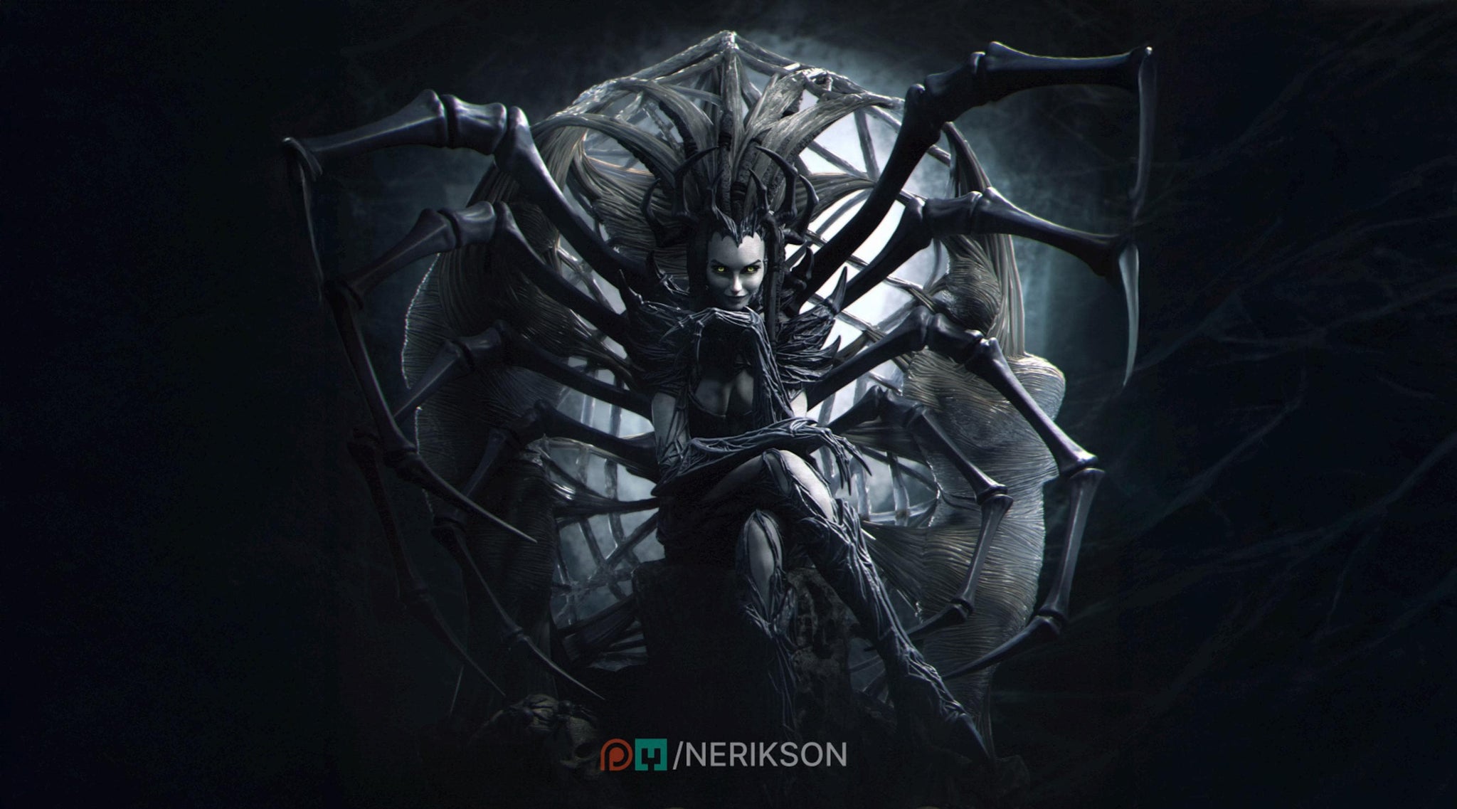 Spider Queen Diorama Miniature | Tabletop RPG Miniature | Nerikson | Roleplaying 3D Printed Fantasy Mini - 3DPrintDen