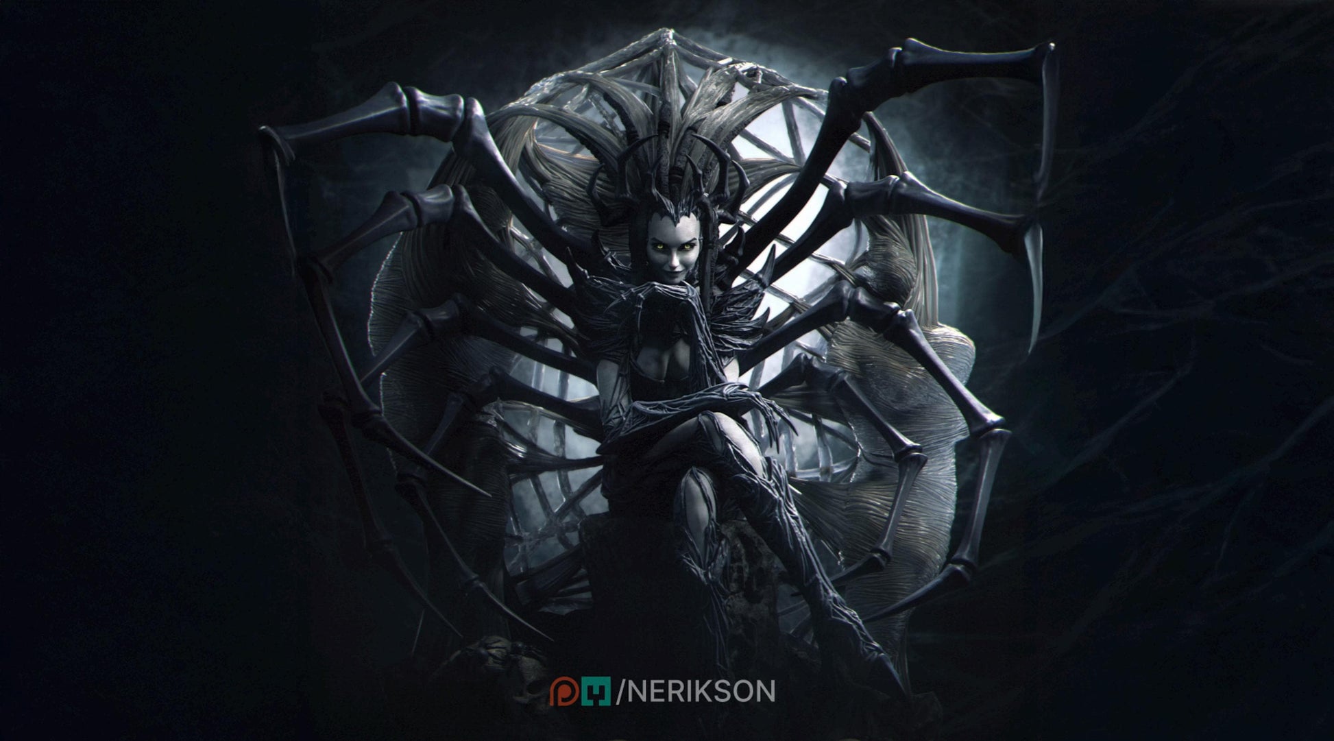 Spider Queen Diorama Miniature | Tabletop RPG Miniature | Nerikson | Roleplaying 3D Printed Fantasy Mini - 3DPrintDen