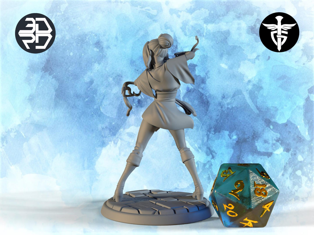 Female Hexblade Miniature, Jadis | Twin Goddess Miniatures | Tabletop RPG Miniature | Roleplaying 3D Printed Fantasy Mini - 3DPrintDen