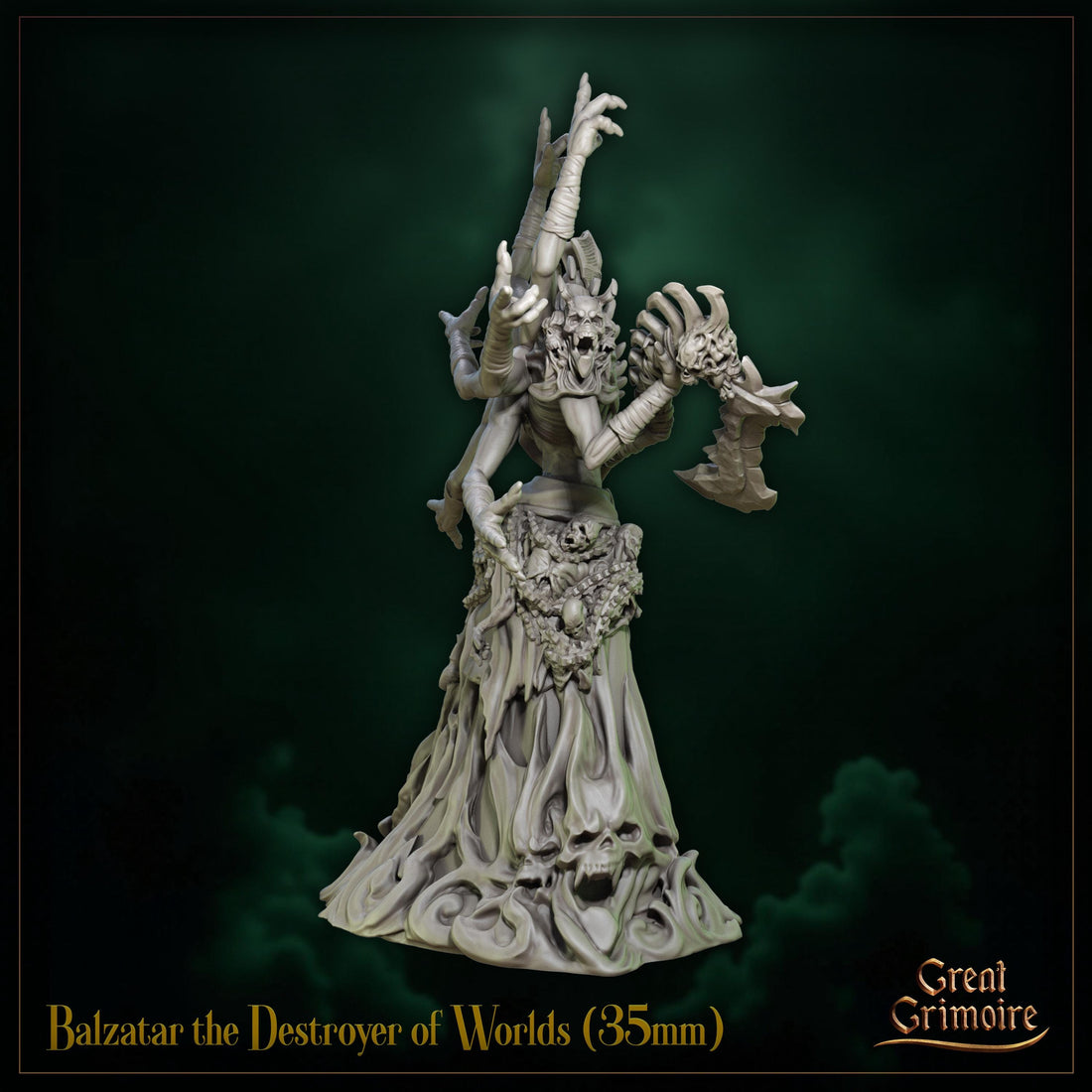 Destroyer of Worlds Miniature, Balzatar | Tabletop RPG Miniature | Great Grimoire | Roleplaying 3D Printed Fantasy Mini - 3DPrintDen