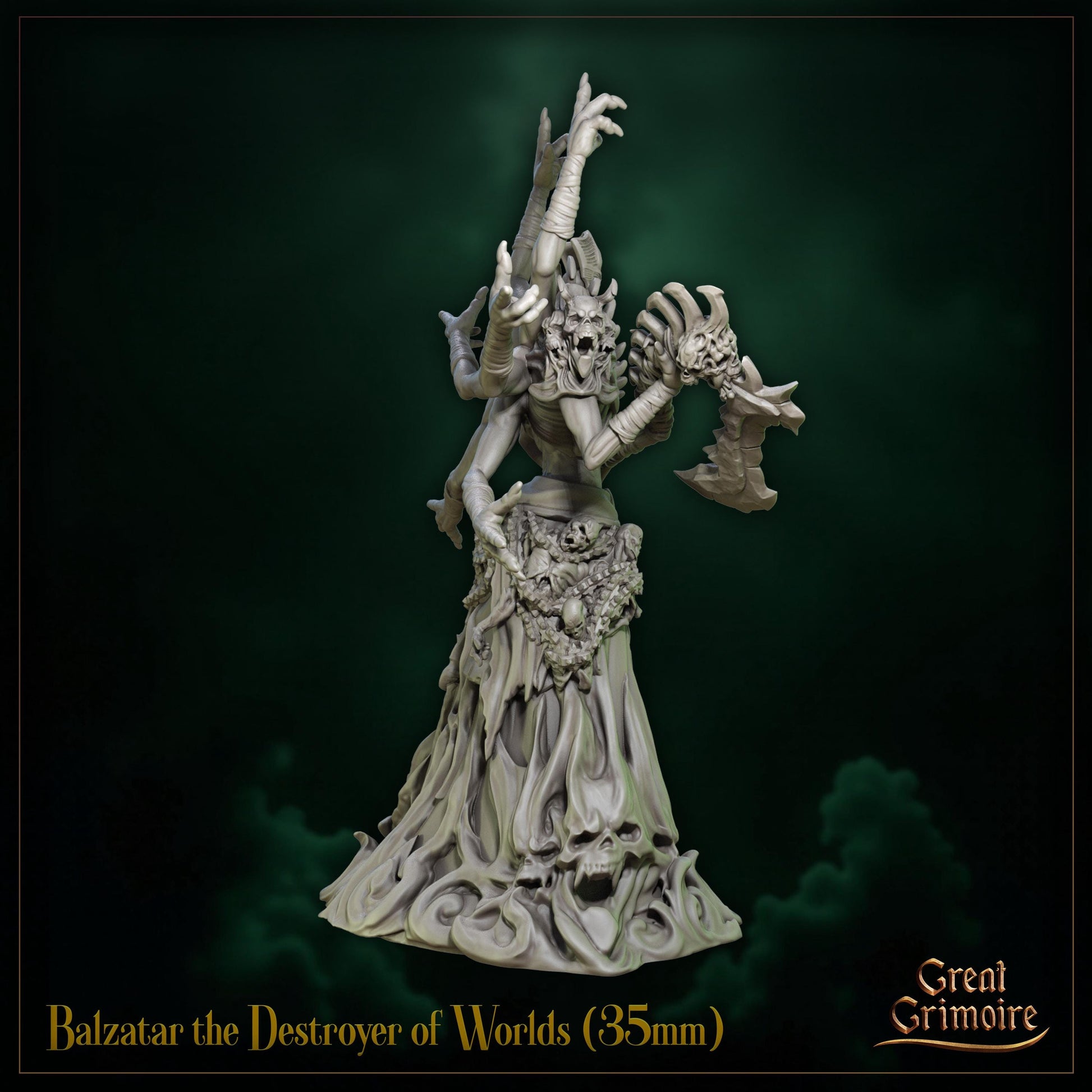 Destroyer of Worlds Miniature, Balzatar | Tabletop RPG Miniature | Great Grimoire | Roleplaying 3D Printed Fantasy Mini - 3DPrintDen