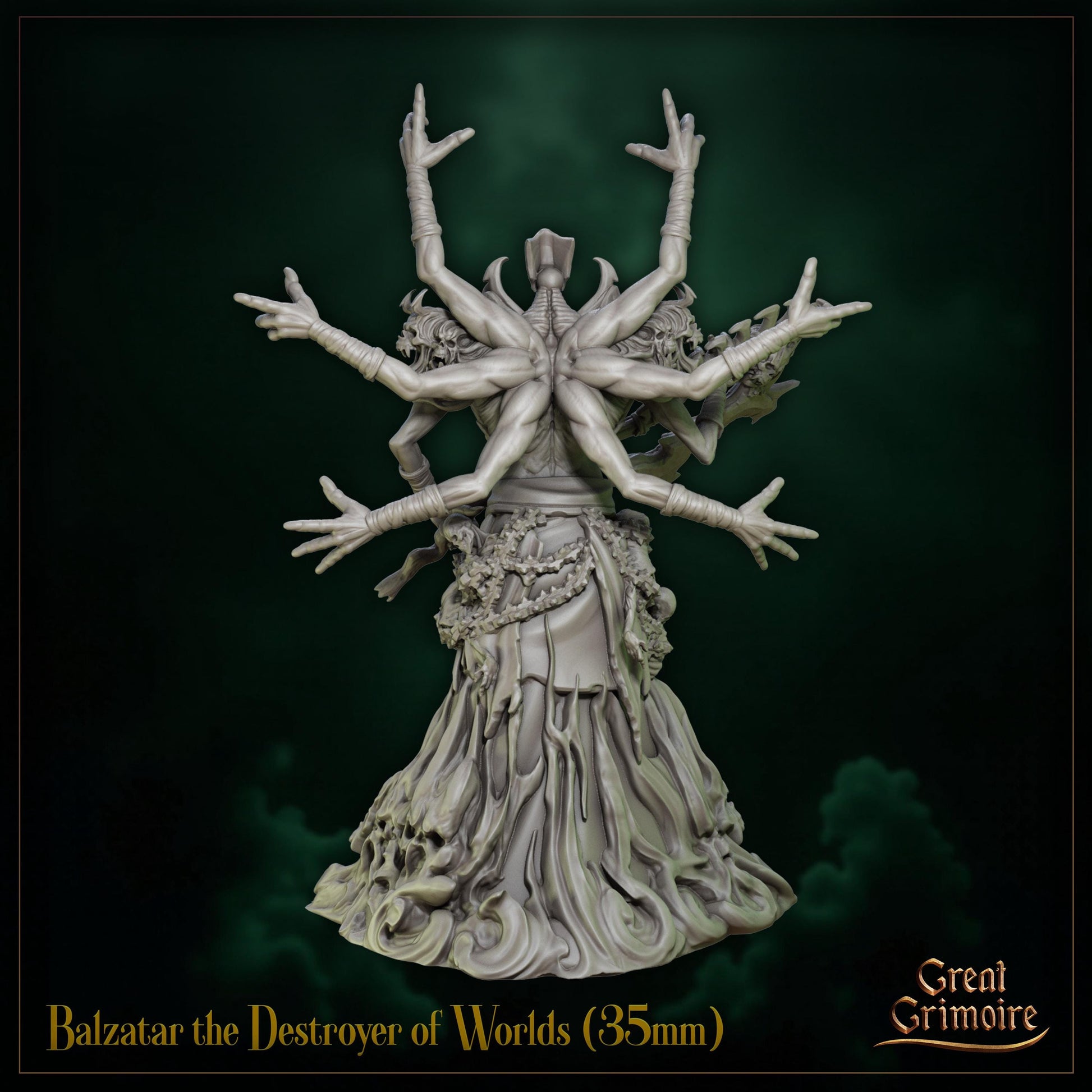 Destroyer of Worlds Miniature, Balzatar | Tabletop RPG Miniature | Great Grimoire | Roleplaying 3D Printed Fantasy Mini - 3DPrintDen