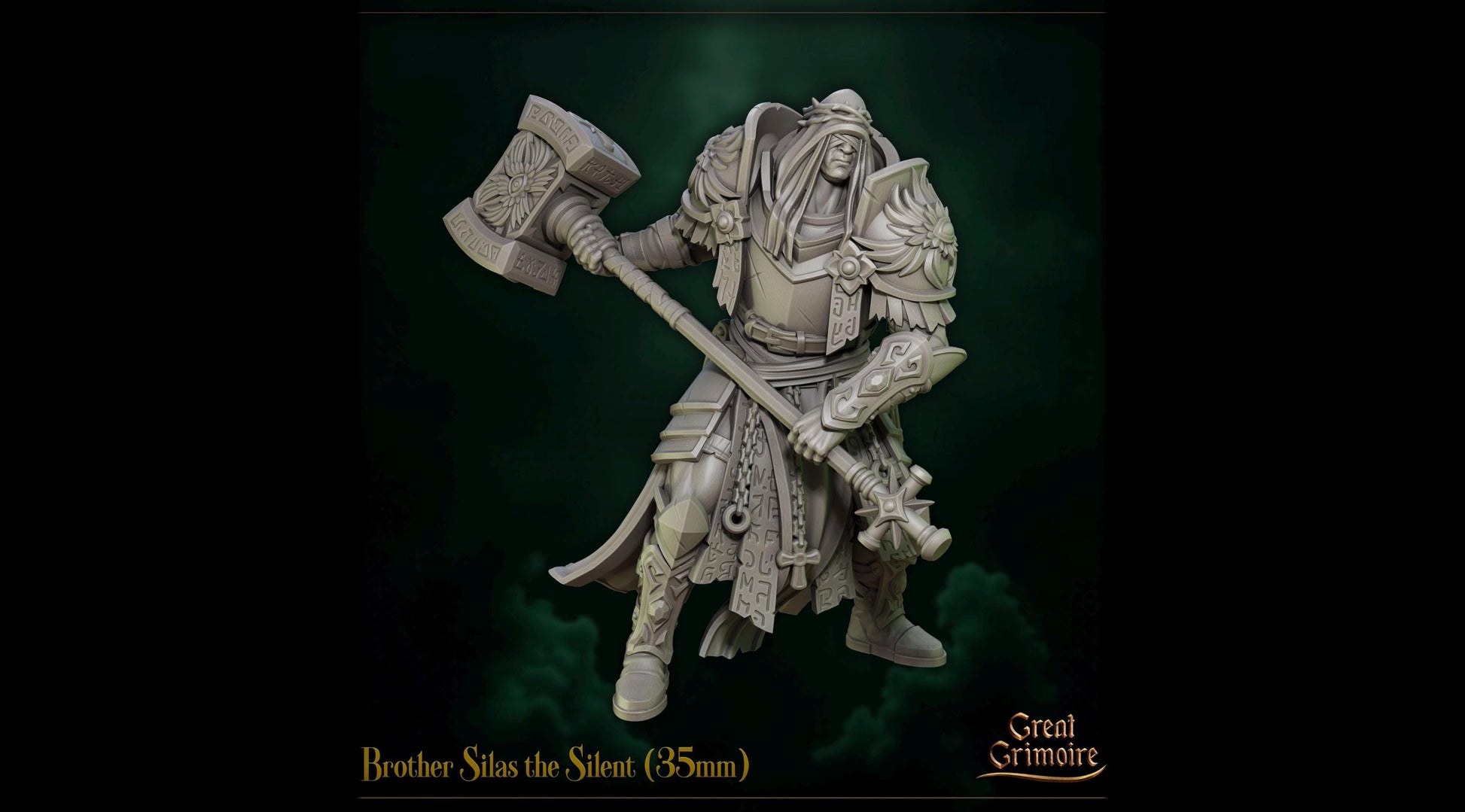 Brother Silas the Silent Miniature | Tabletop RPG Miniature | Great Grimoire | Roleplaying 3D Printed Fantasy Mini - 3DPrintDen