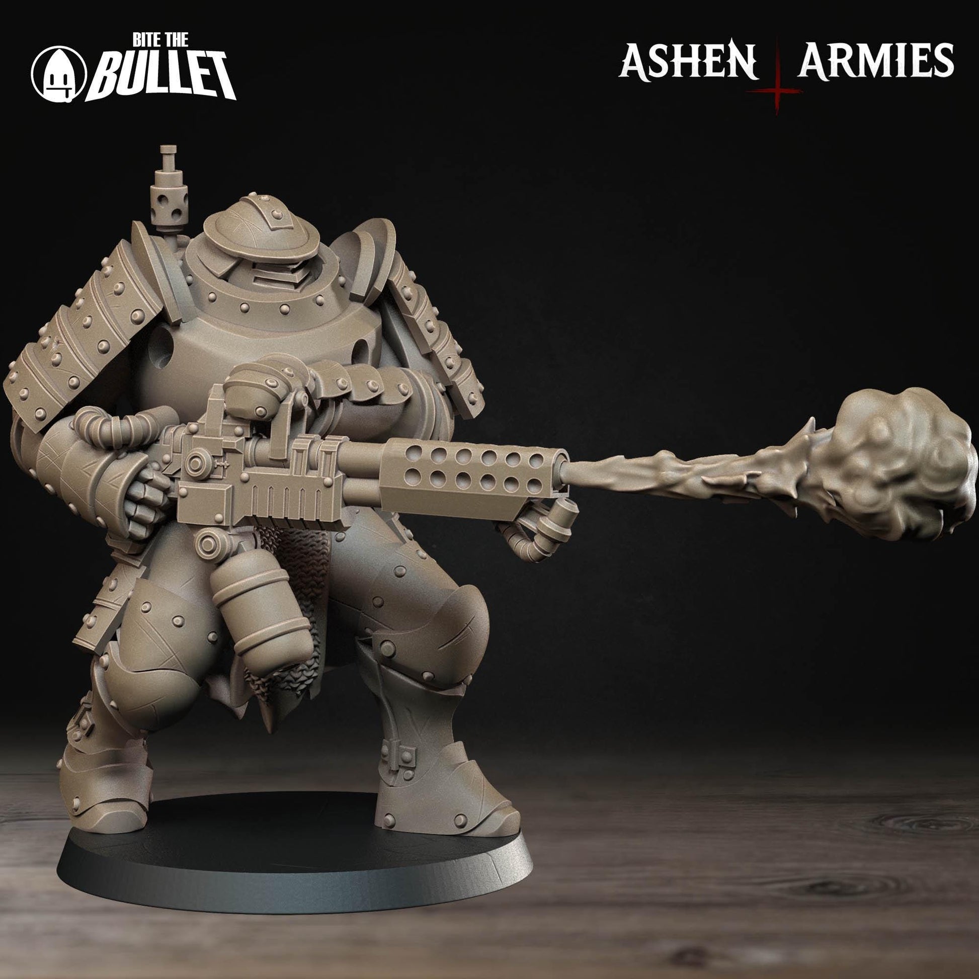 Heavy Infantry Miniature, Flamethrower | Tabletop RPG Miniature | Bite the Bullet | Roleplaying 3D Printed Fantasy Mini - 3DPrintDen